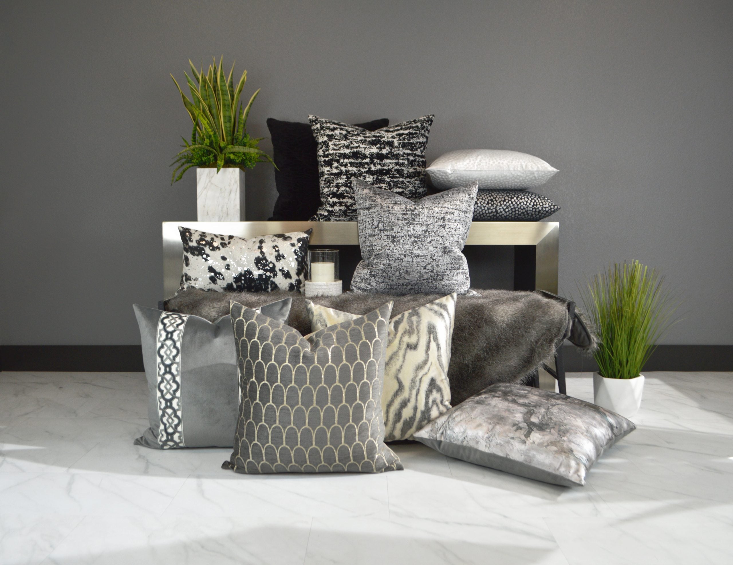 D.V. Kap Home Waves Pillow - Charcoal