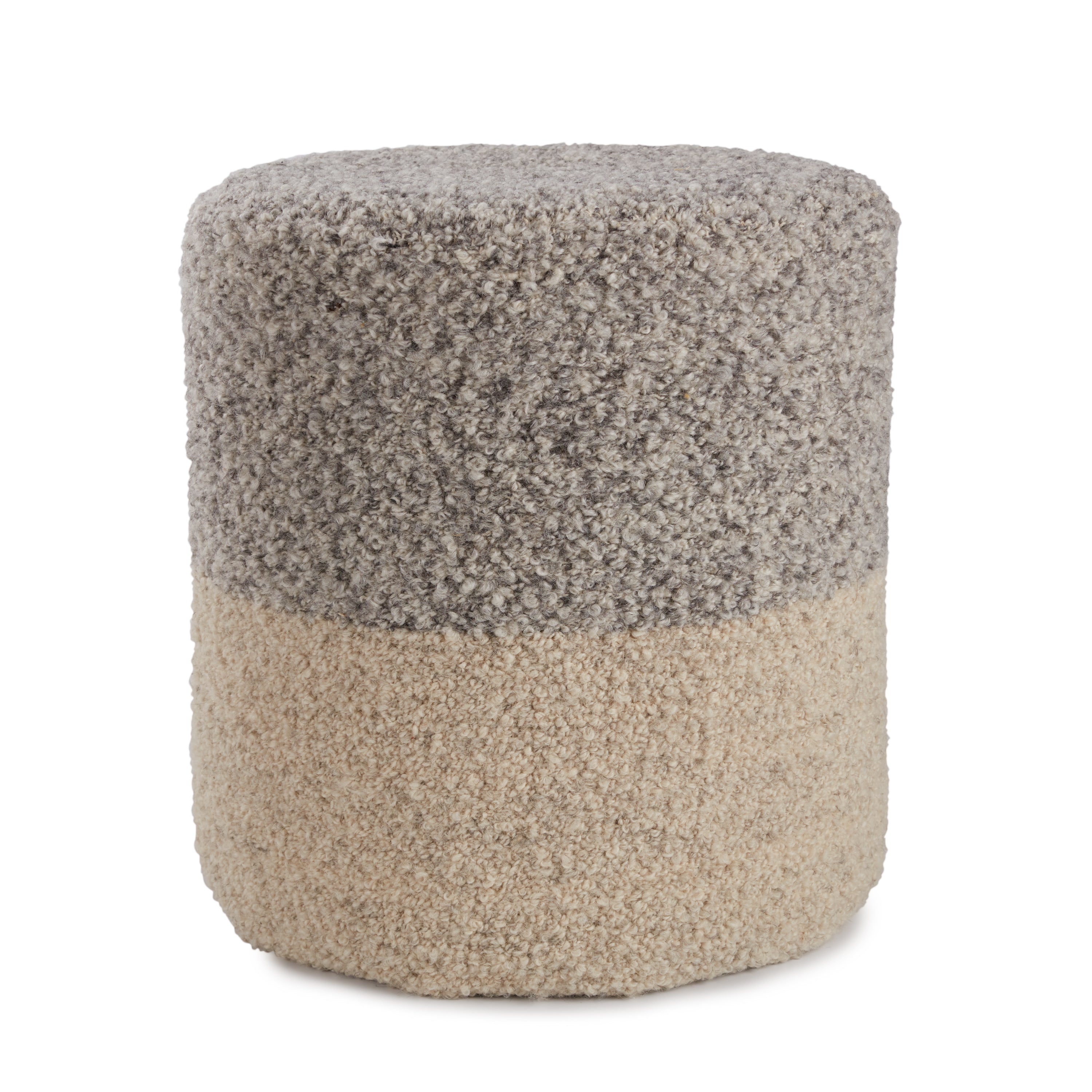 Jaipur Living Micco Pouf - Light Gray/Cream (FOL01)