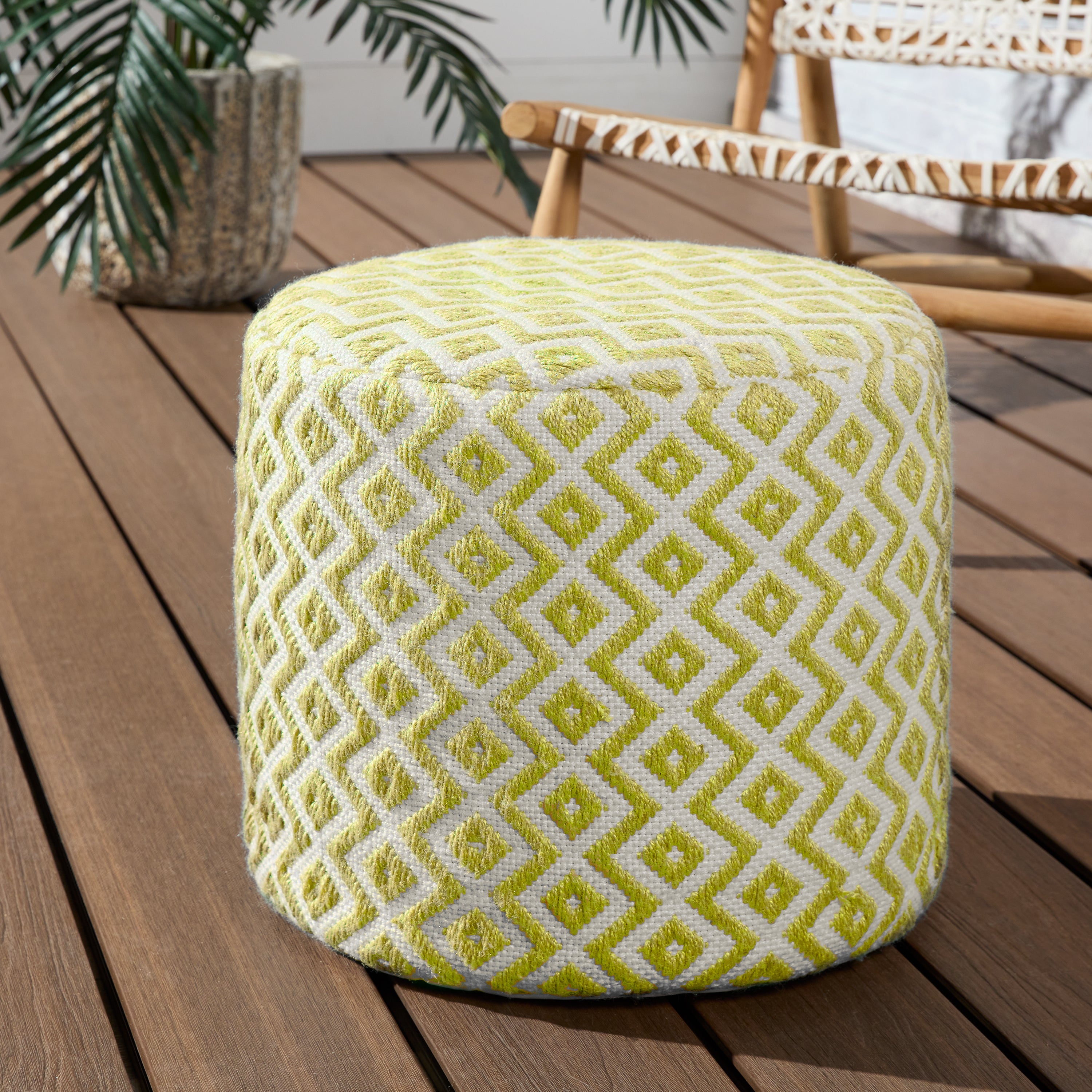 Label J Osbourne Pouf - Chartreuse/Ivory (LNN01)