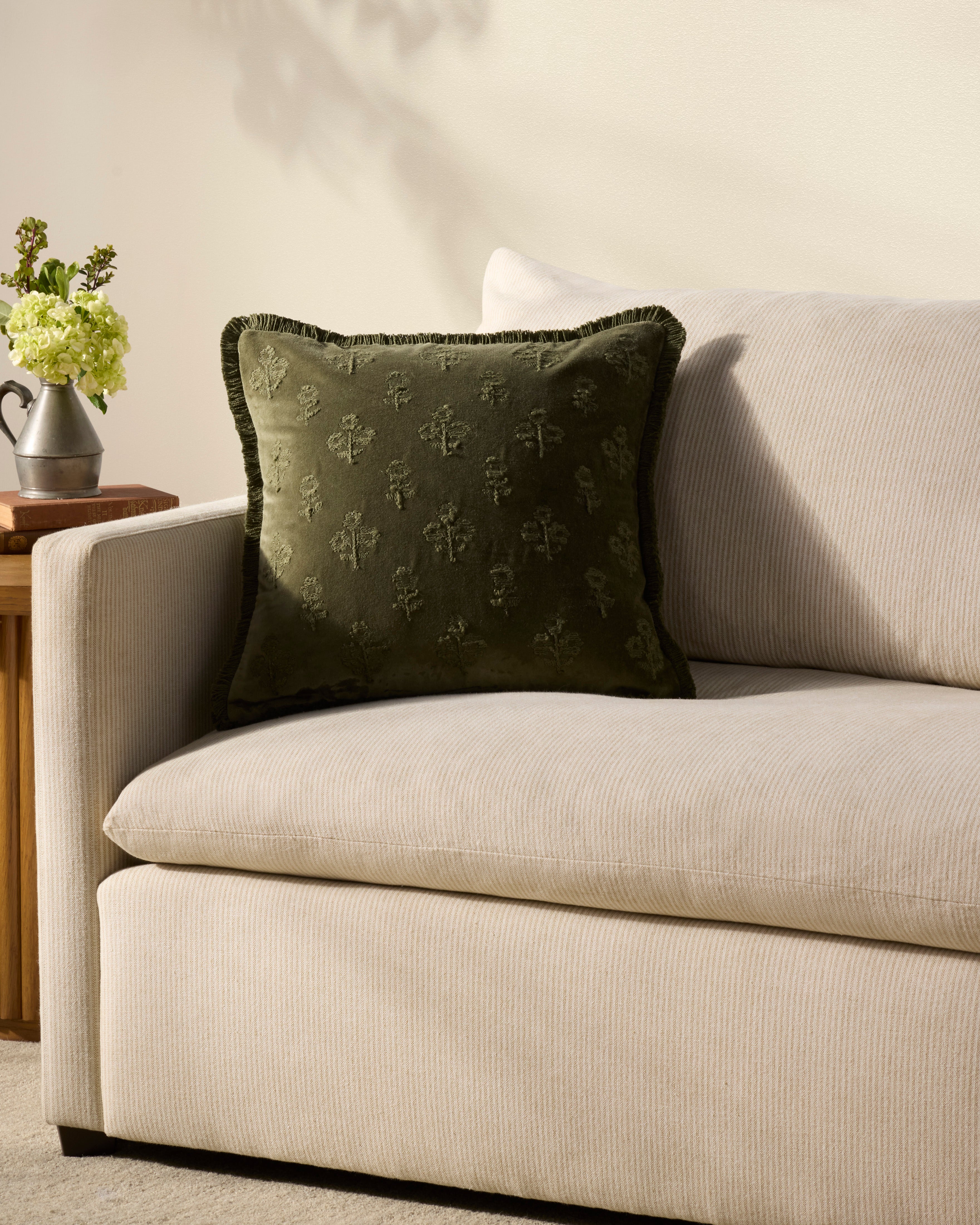 Chris Loves Julia x Loloi Darla Pillow - Olive (PCJ0025)