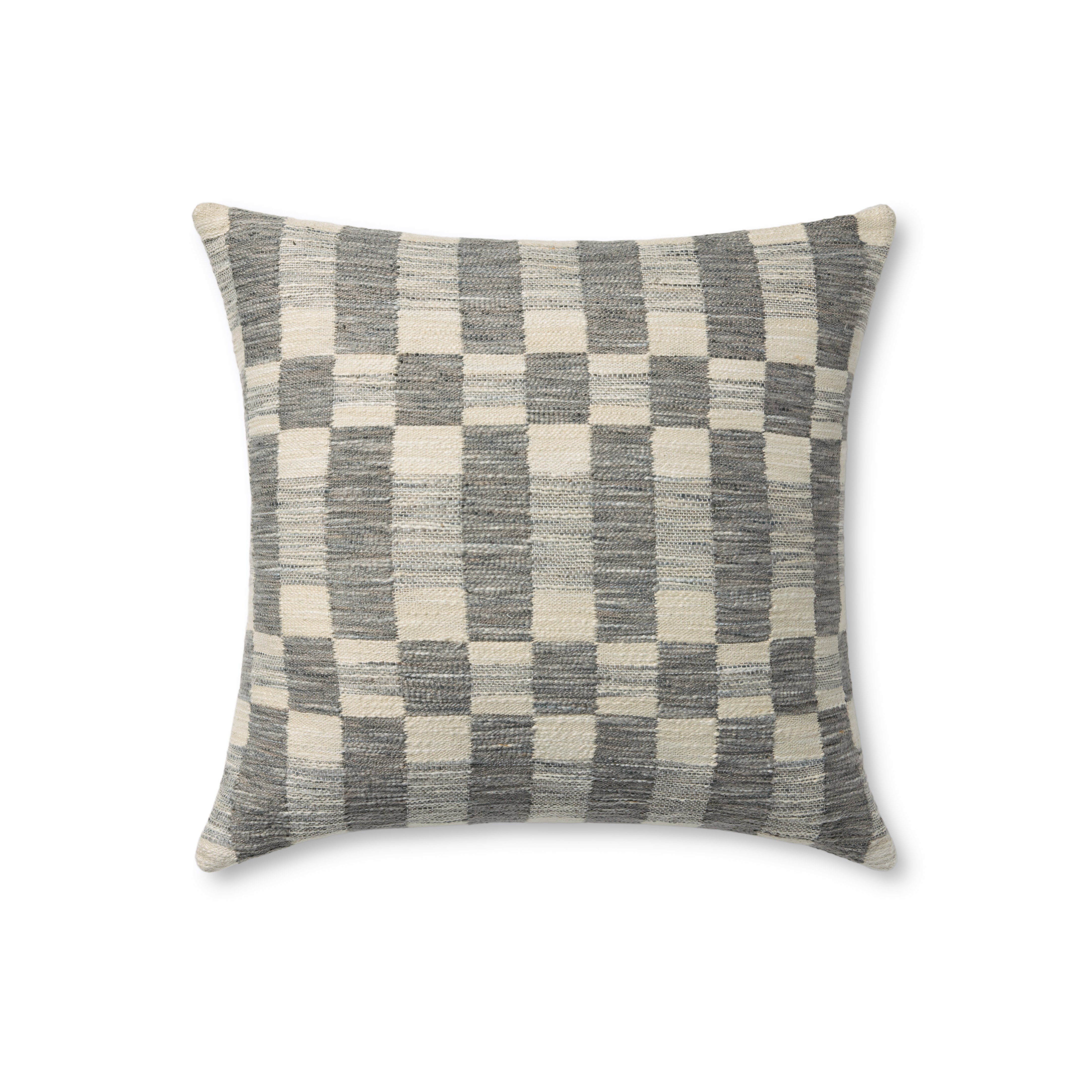 Amber Lewis x Loloi Adams Pillow - Charcoal / Ivory (PAL0049)