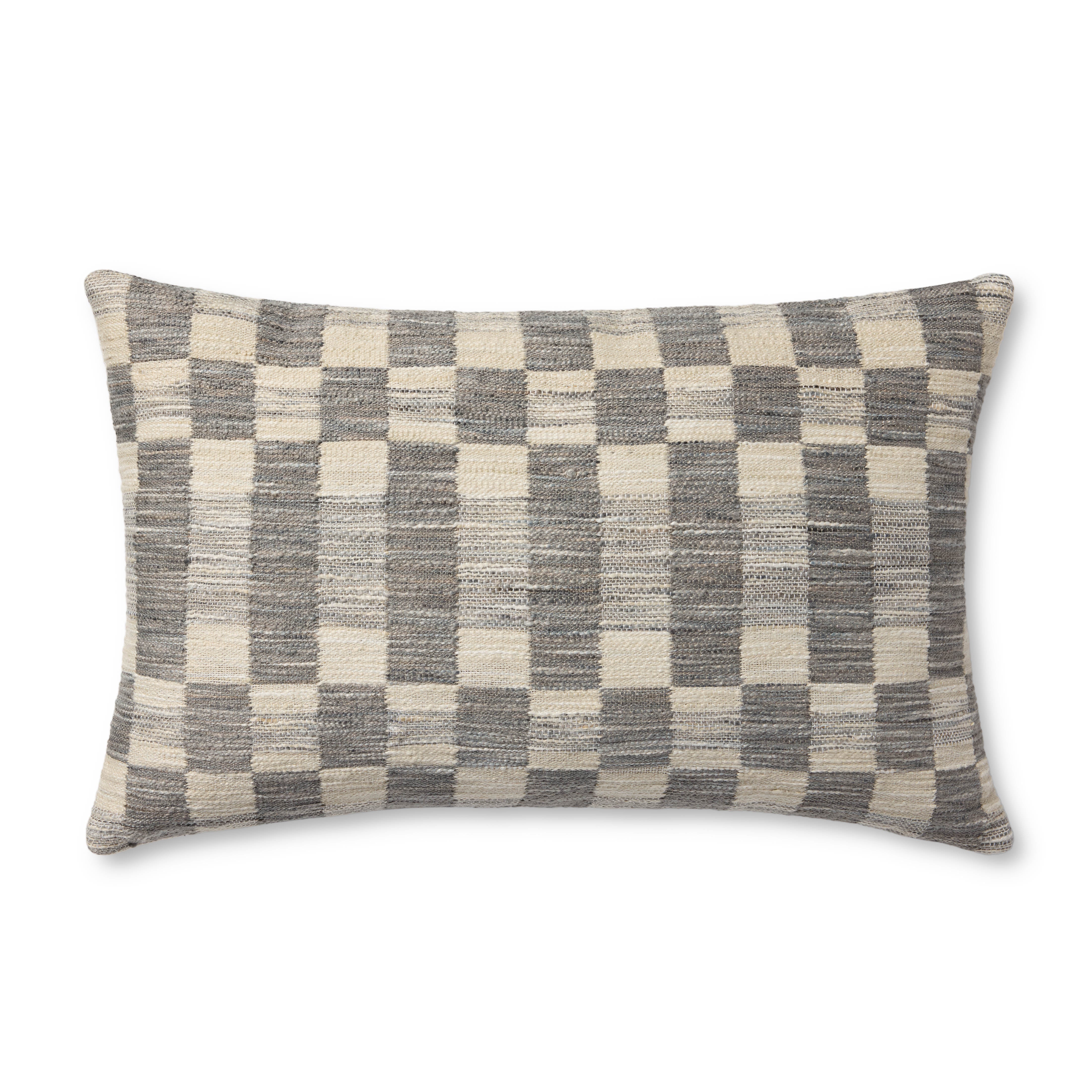 Amber Lewis x Loloi Adams Pillow - Charcoal / Ivory (PAL0049)