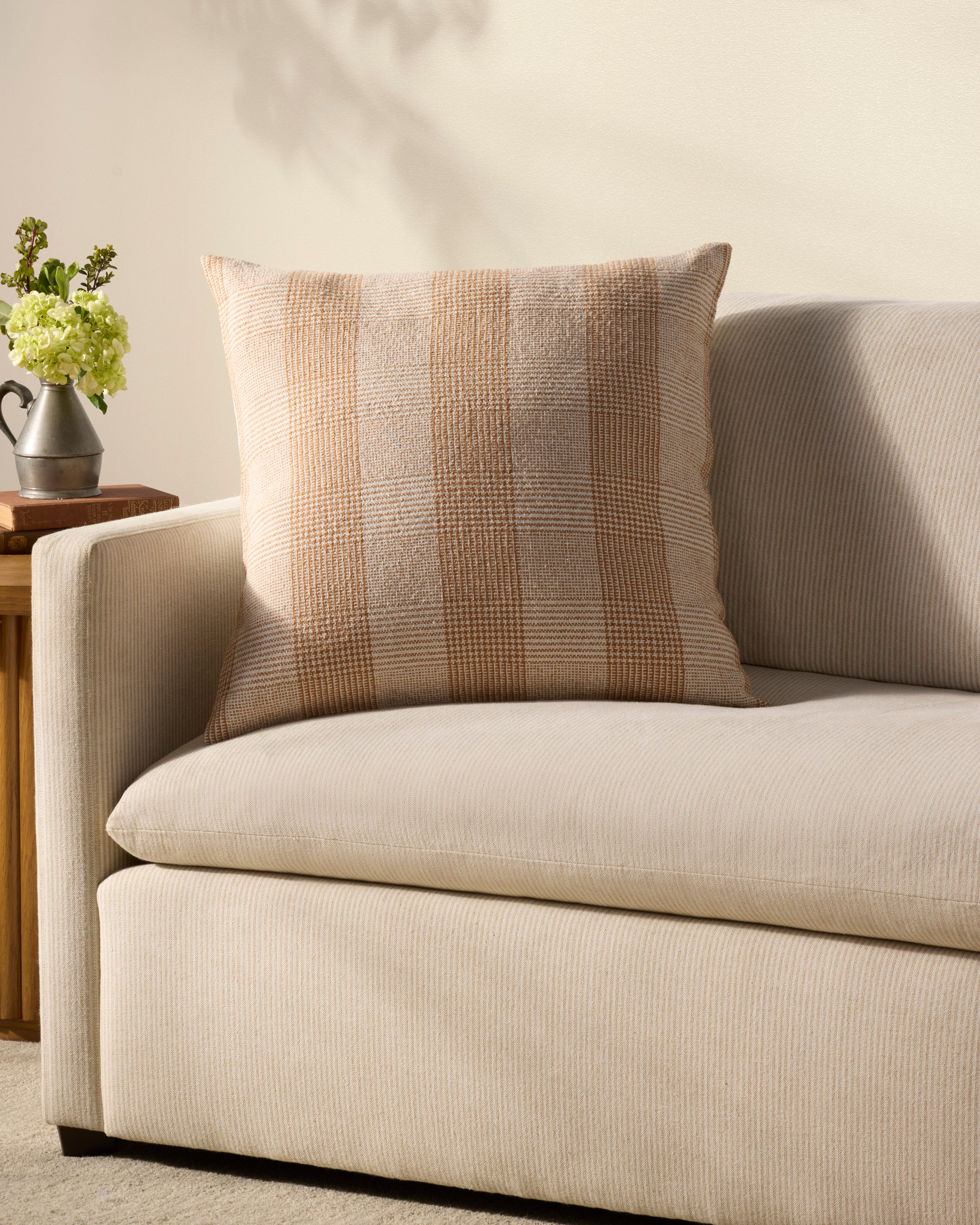 Chris Loves Julia x Loloi Auggie Pillow - Orange / White (PCJ0021)