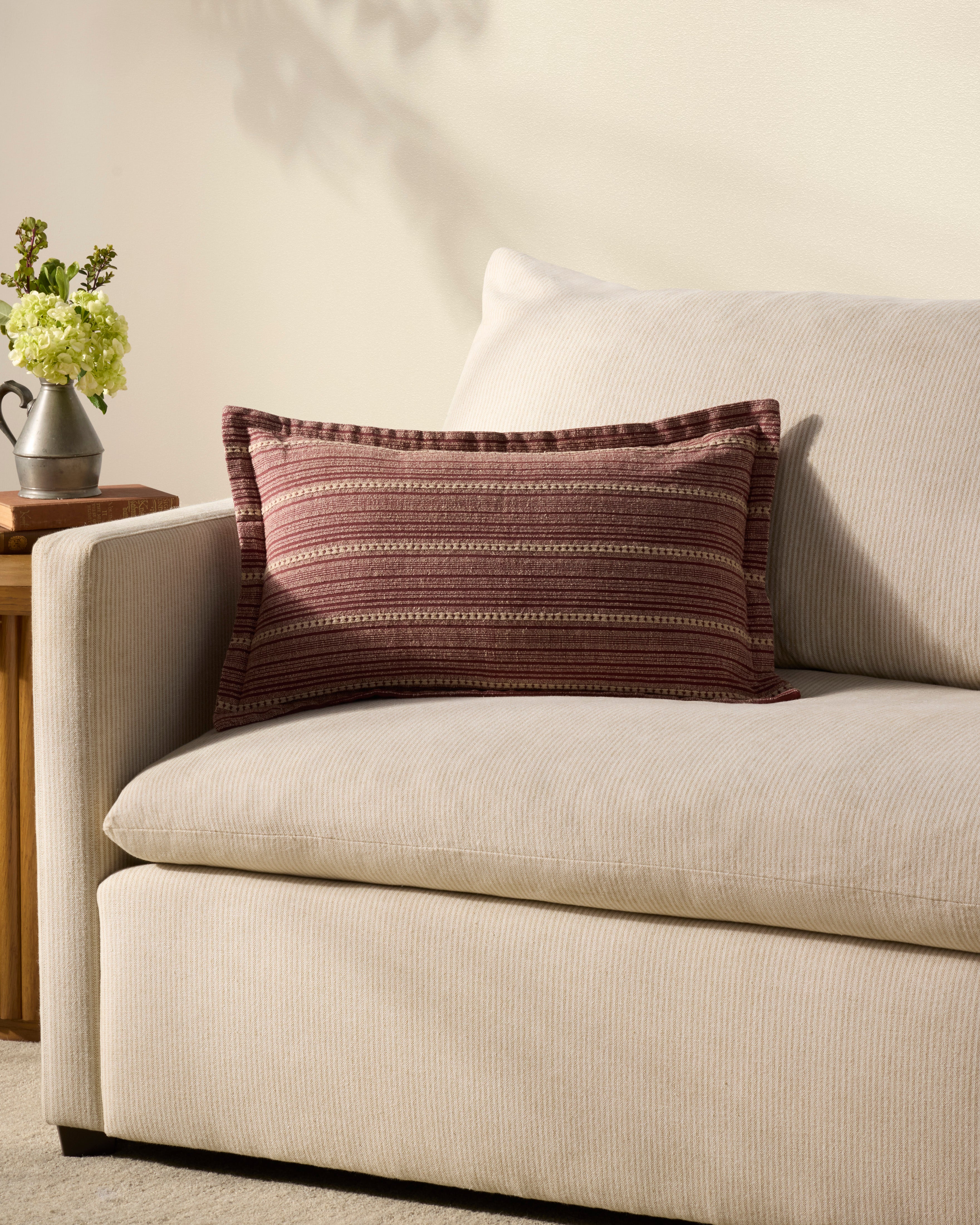 Chris Loves Julia x Loloi Howie Pillow - Wine / Natural (PCJ0023)