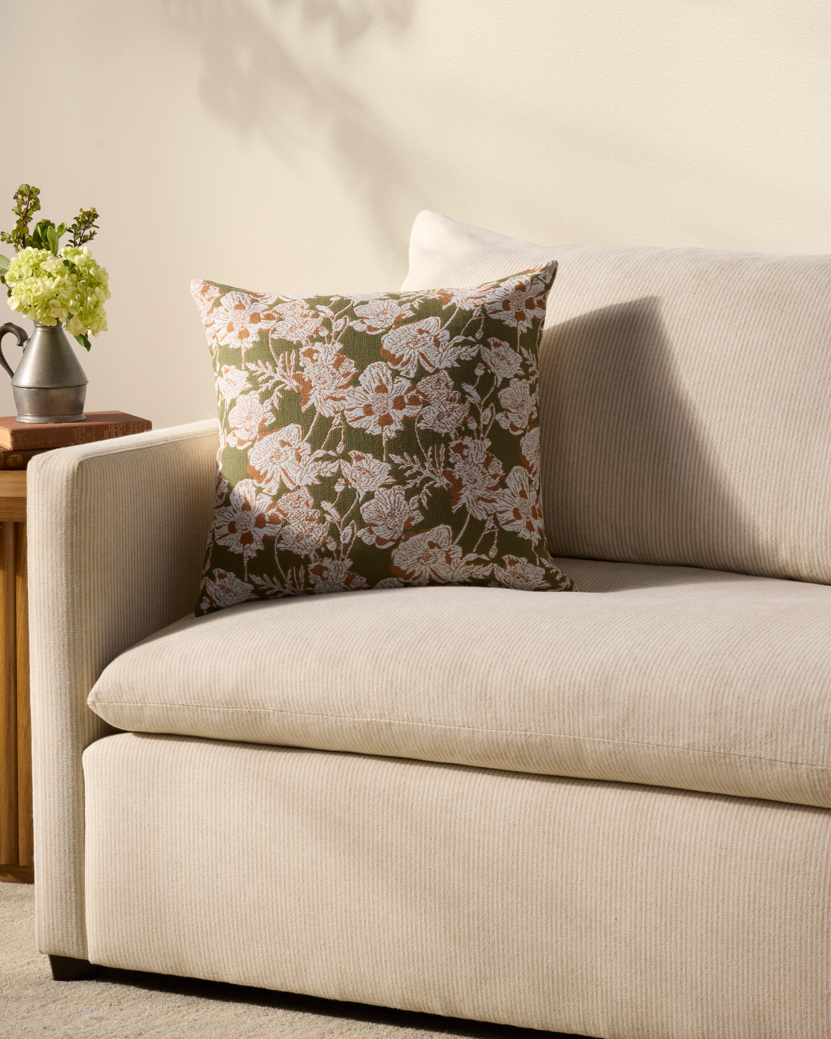 Chris Loves Julia x Loloi Matilda Pillow - Olive / Orange (PCJ0031)