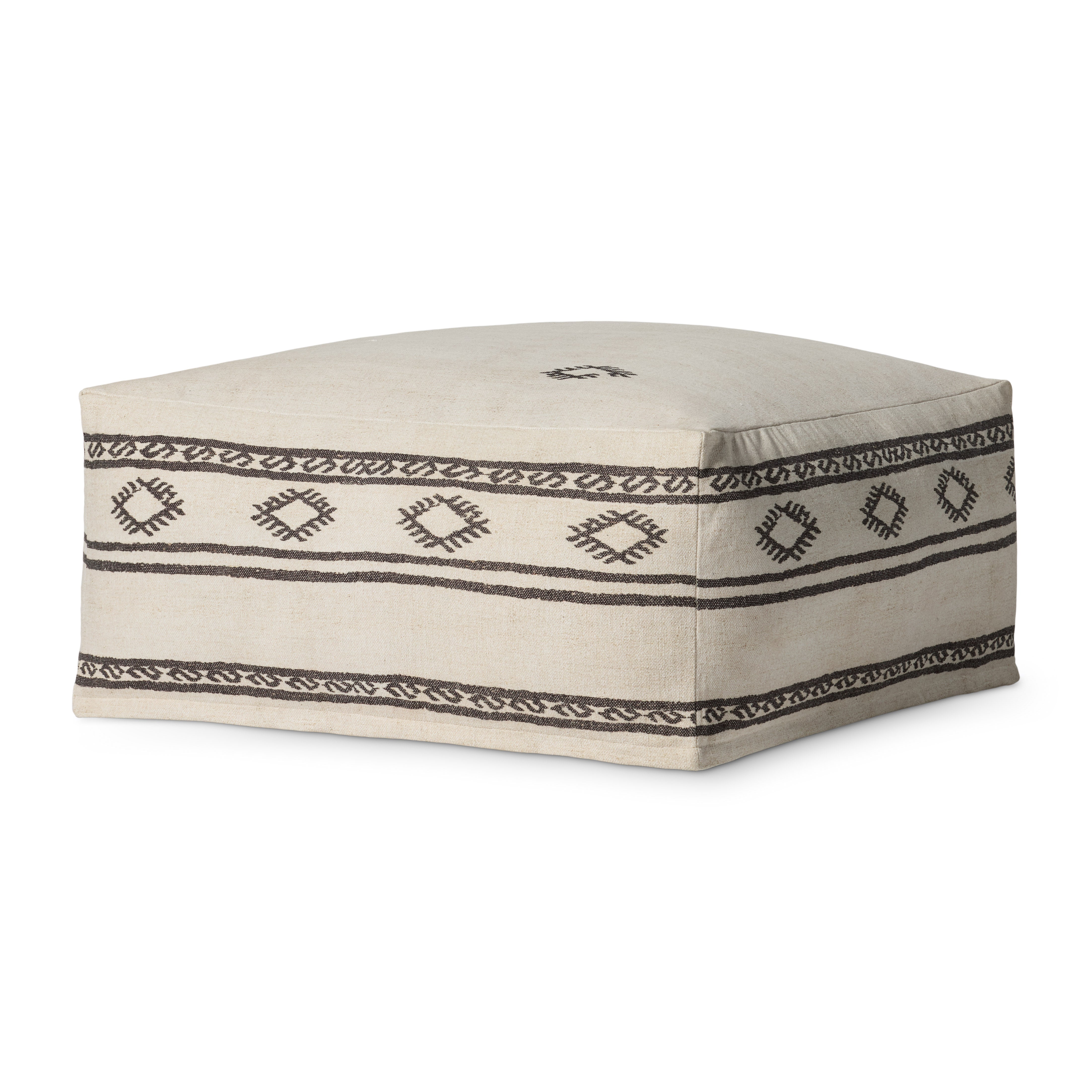 Loloi Pouf - Ivory / Brown (LPF0042)