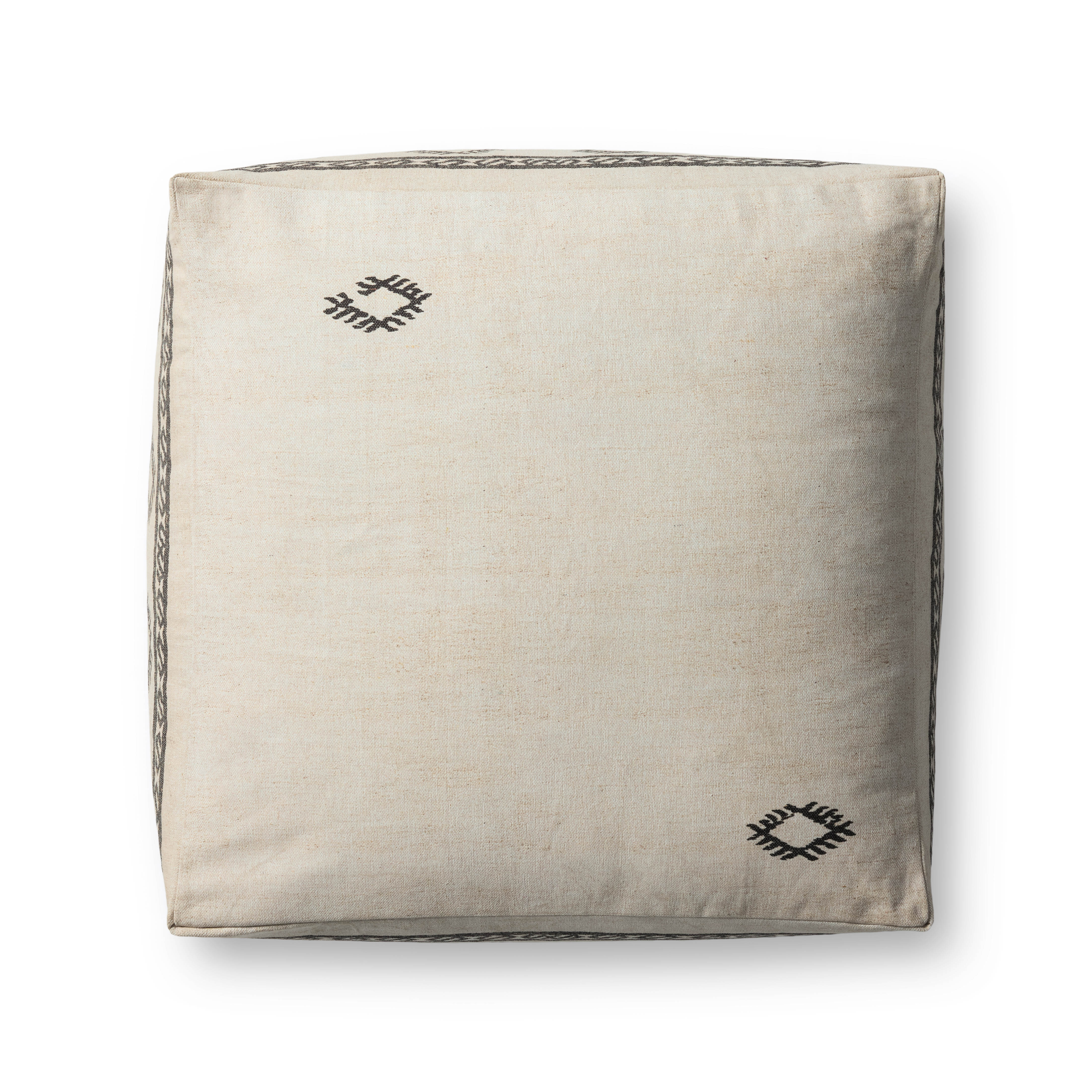 Loloi Pouf - Ivory / Brown (LPF0042)