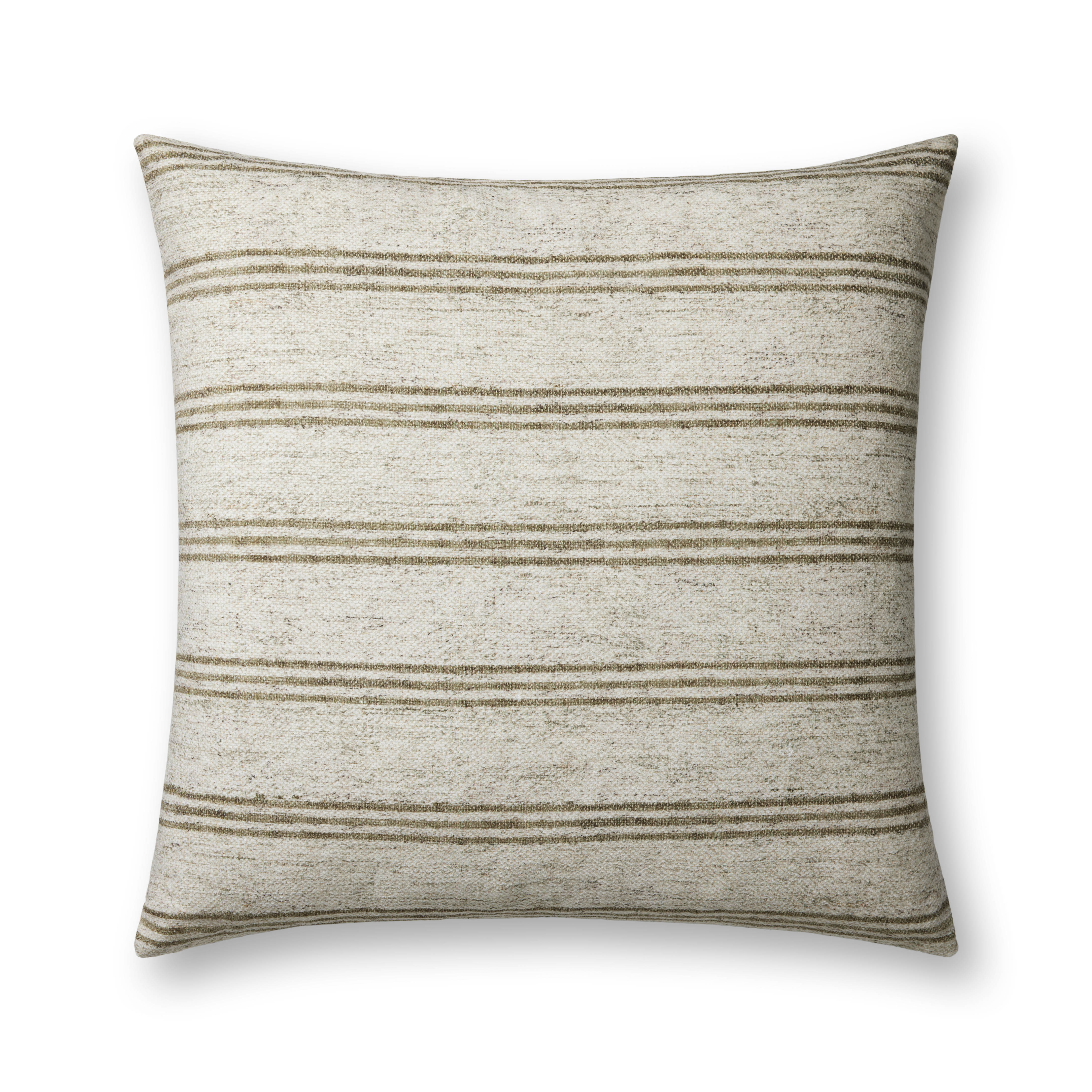 Amber Lewis x Loloi Zephyr Pillow - Ivory / Olive (PAL0040)
