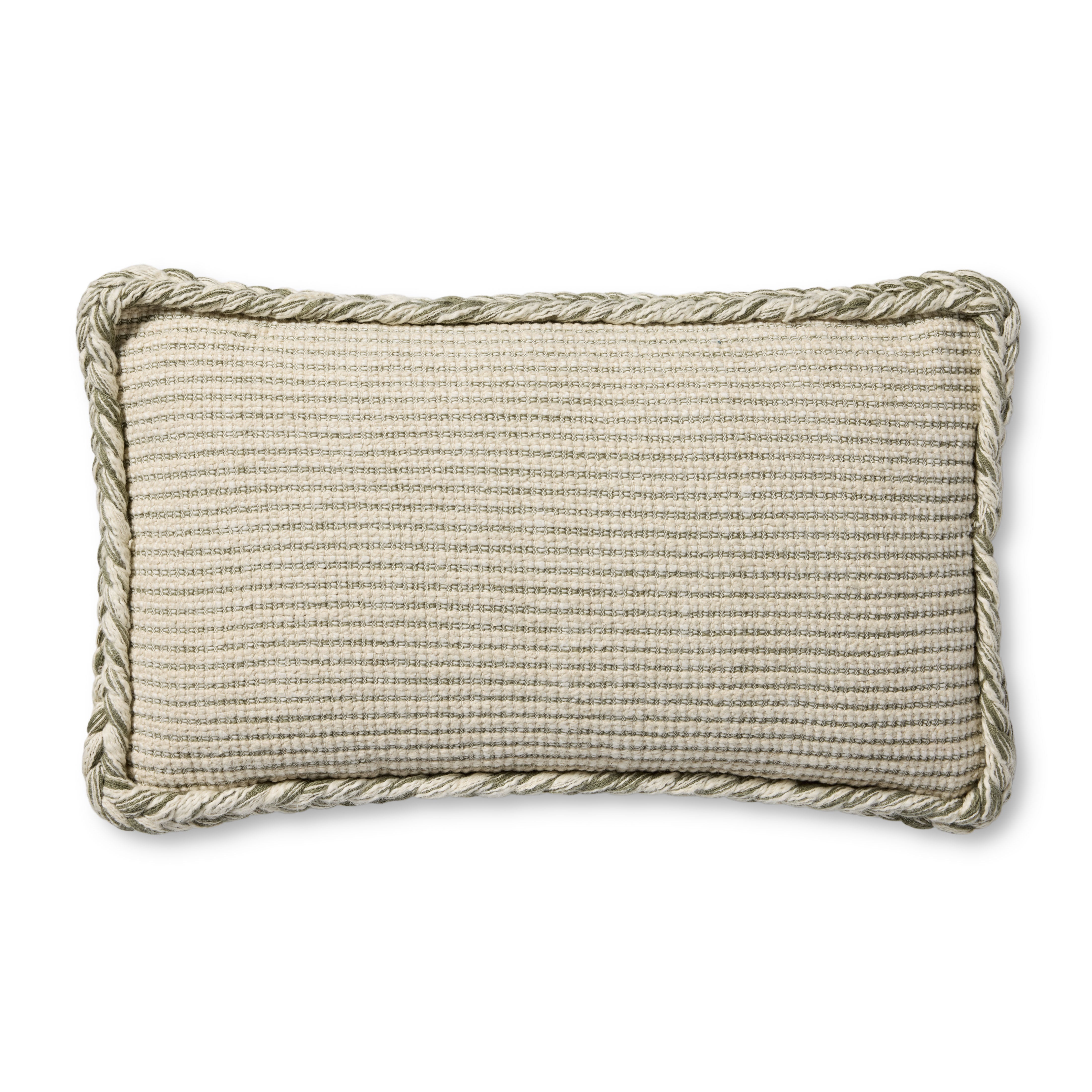 Amber Lewis x Loloi Oroville Pillow - Natural / Olive (PAL0051)