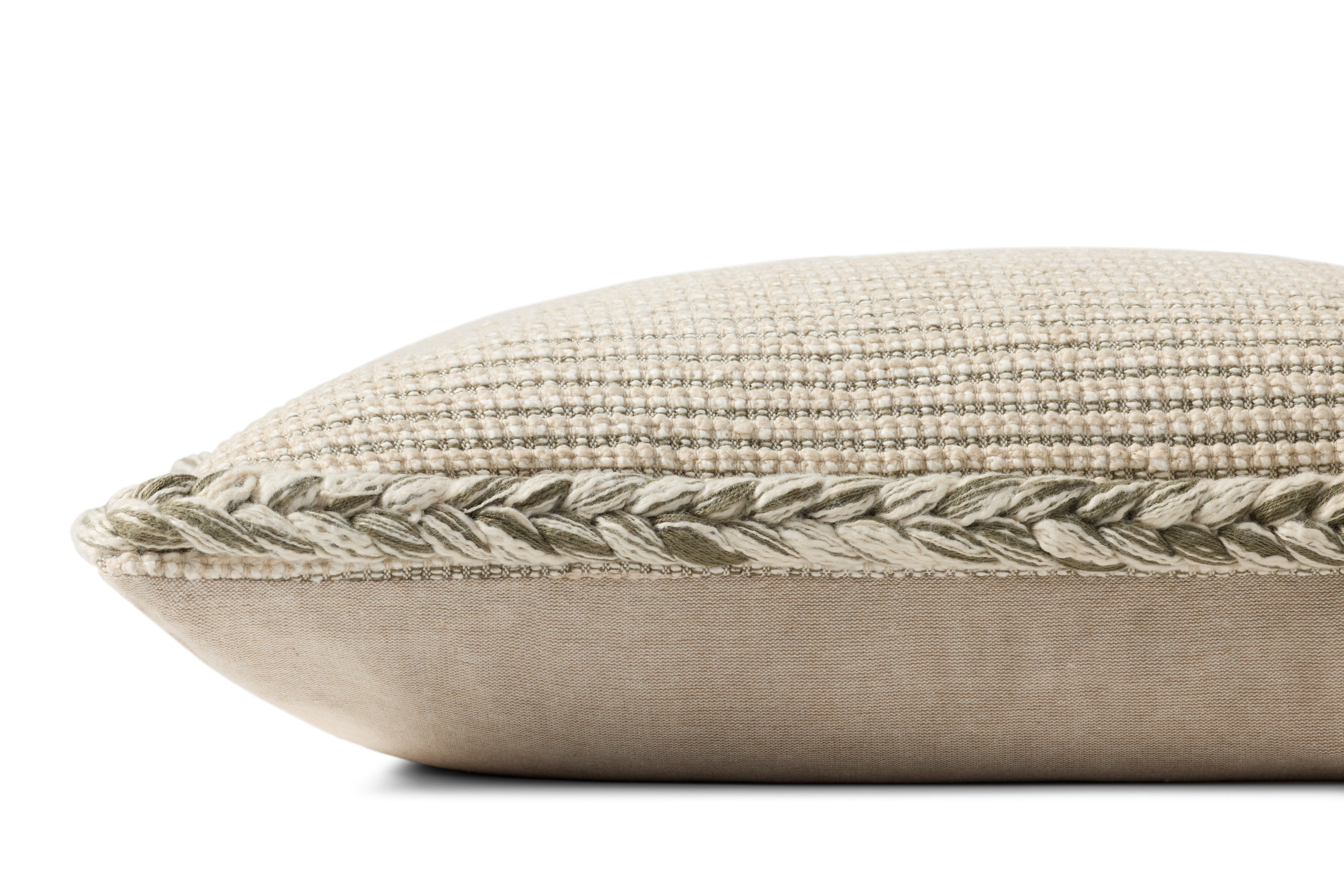 Amber Lewis x Loloi Oroville Pillow - Natural / Olive (PAL0051)