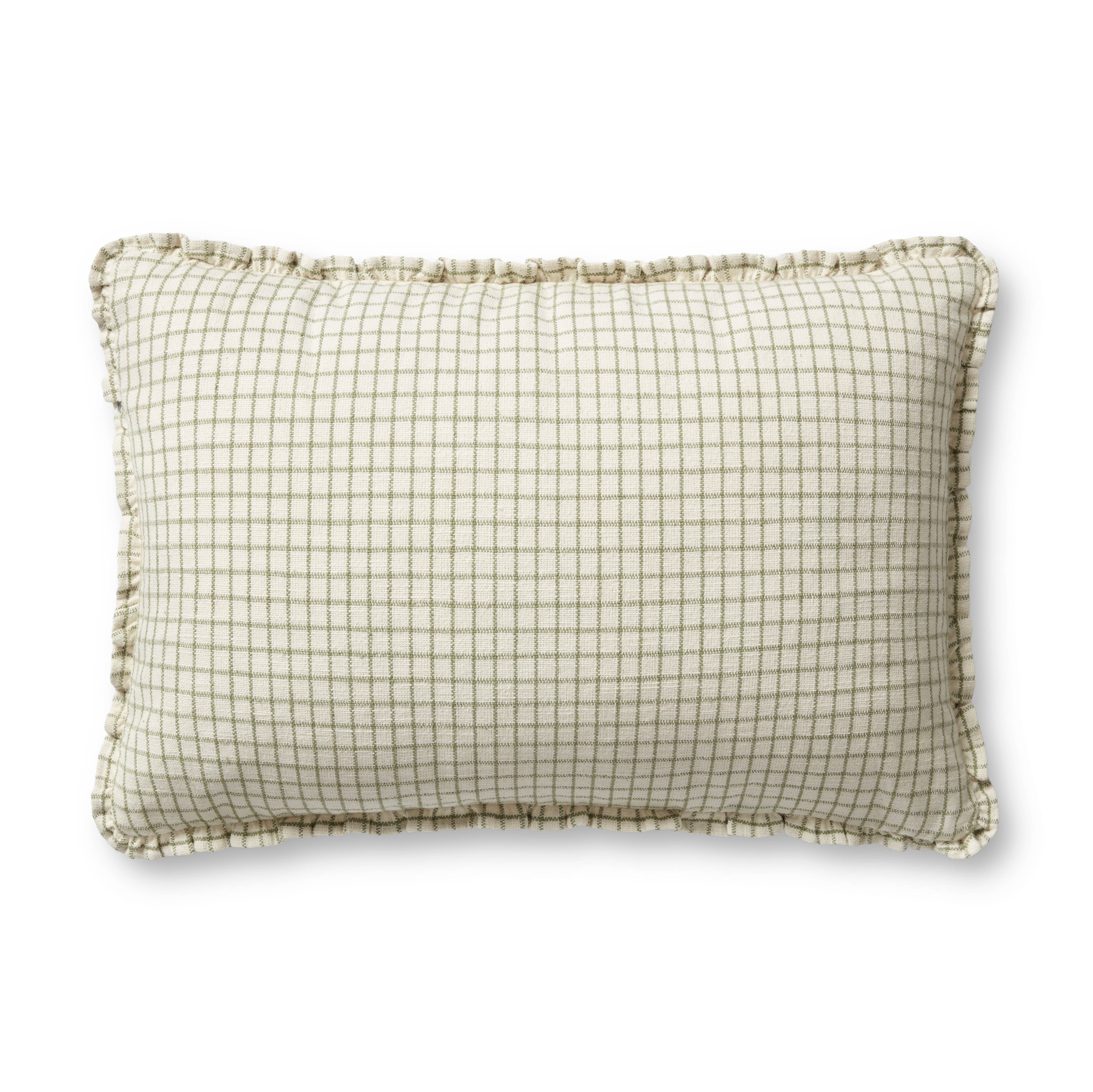 Chris Loves Julia x Loloi Dinah Pillow - Ivory  / Moss (PCJ0012)