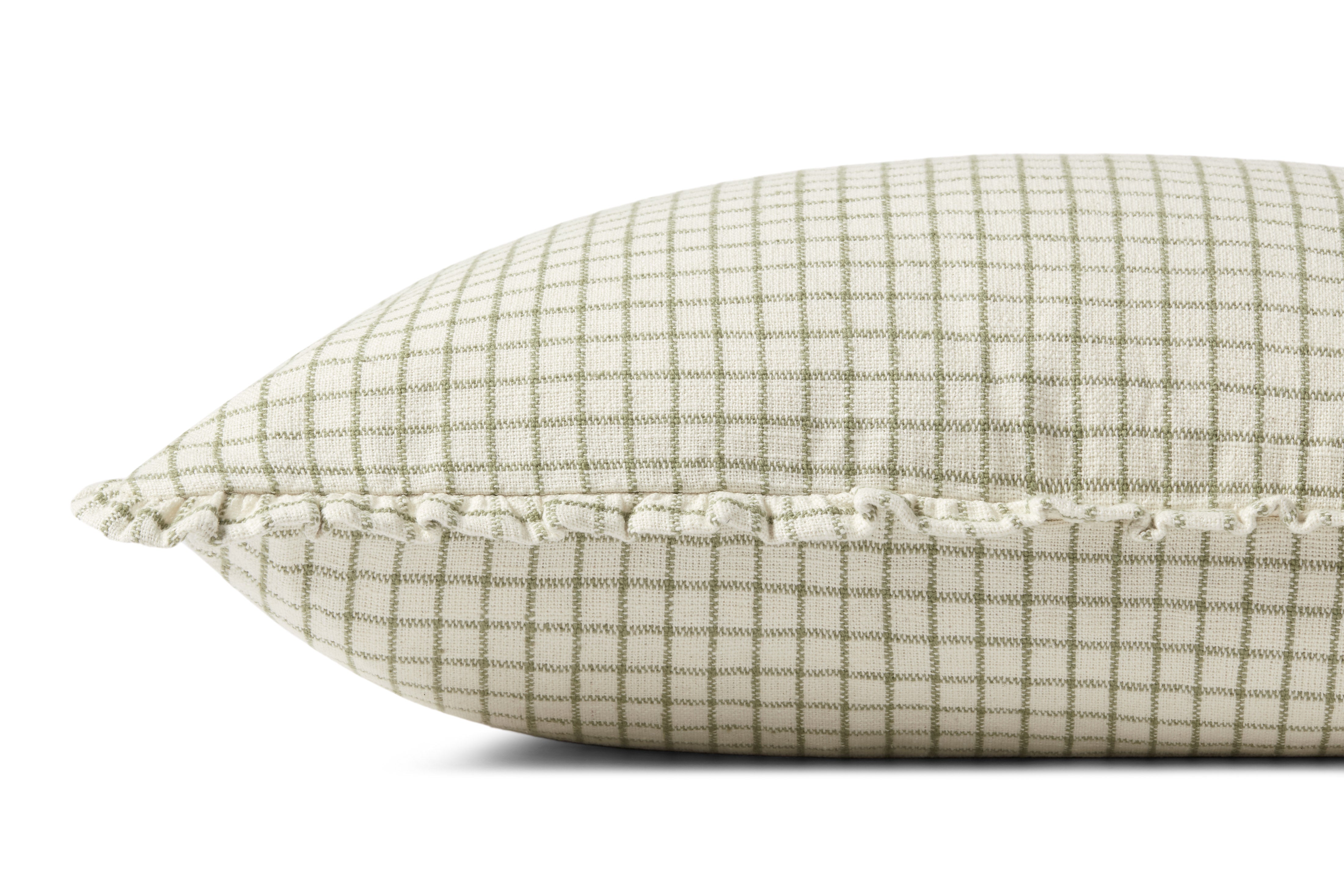 Chris Loves Julia x Loloi Dinah Pillow - Ivory  / Moss (PCJ0012)