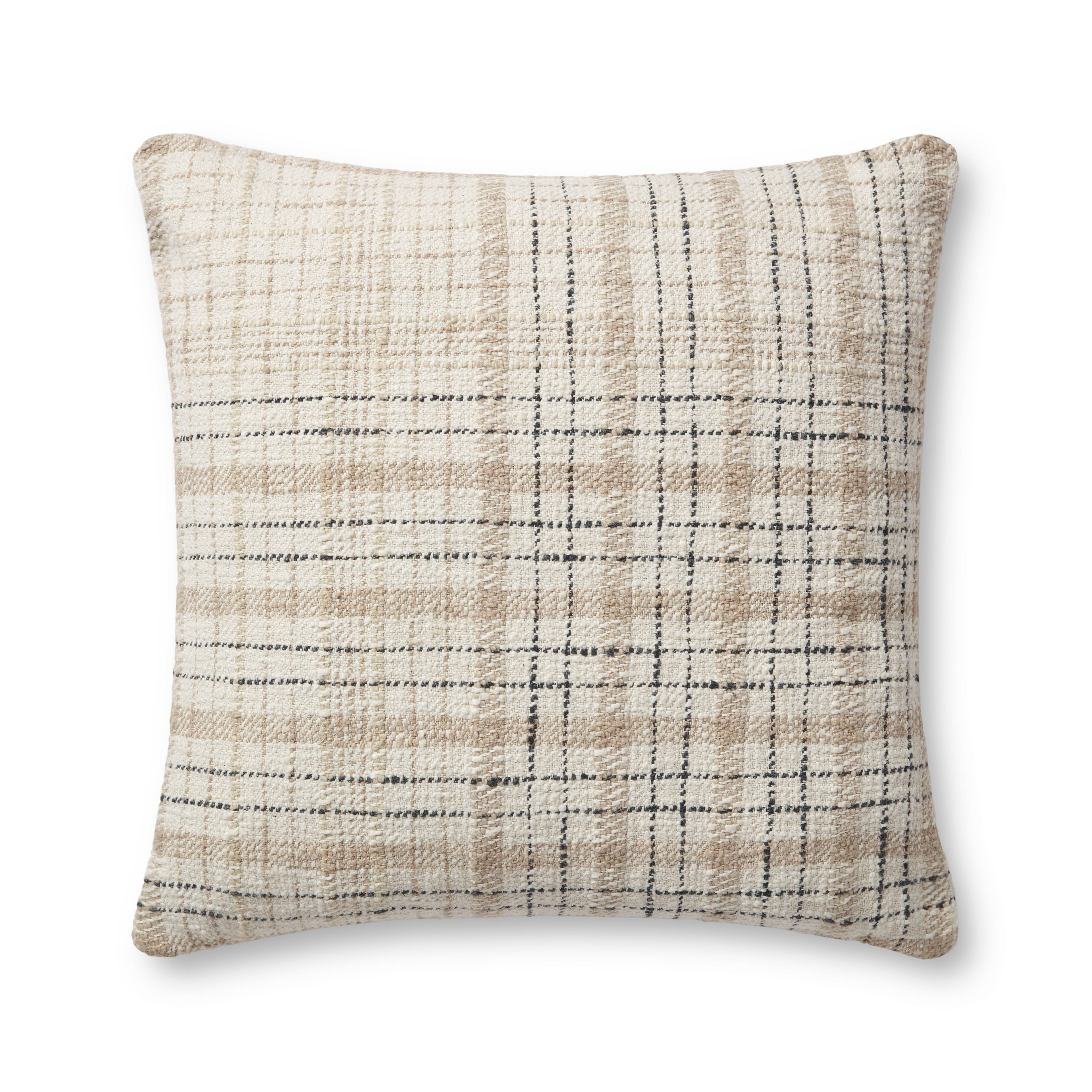 Chris Loves Julia x Loloi Cricket Pillow - Beige  / Black (PCJ0013)