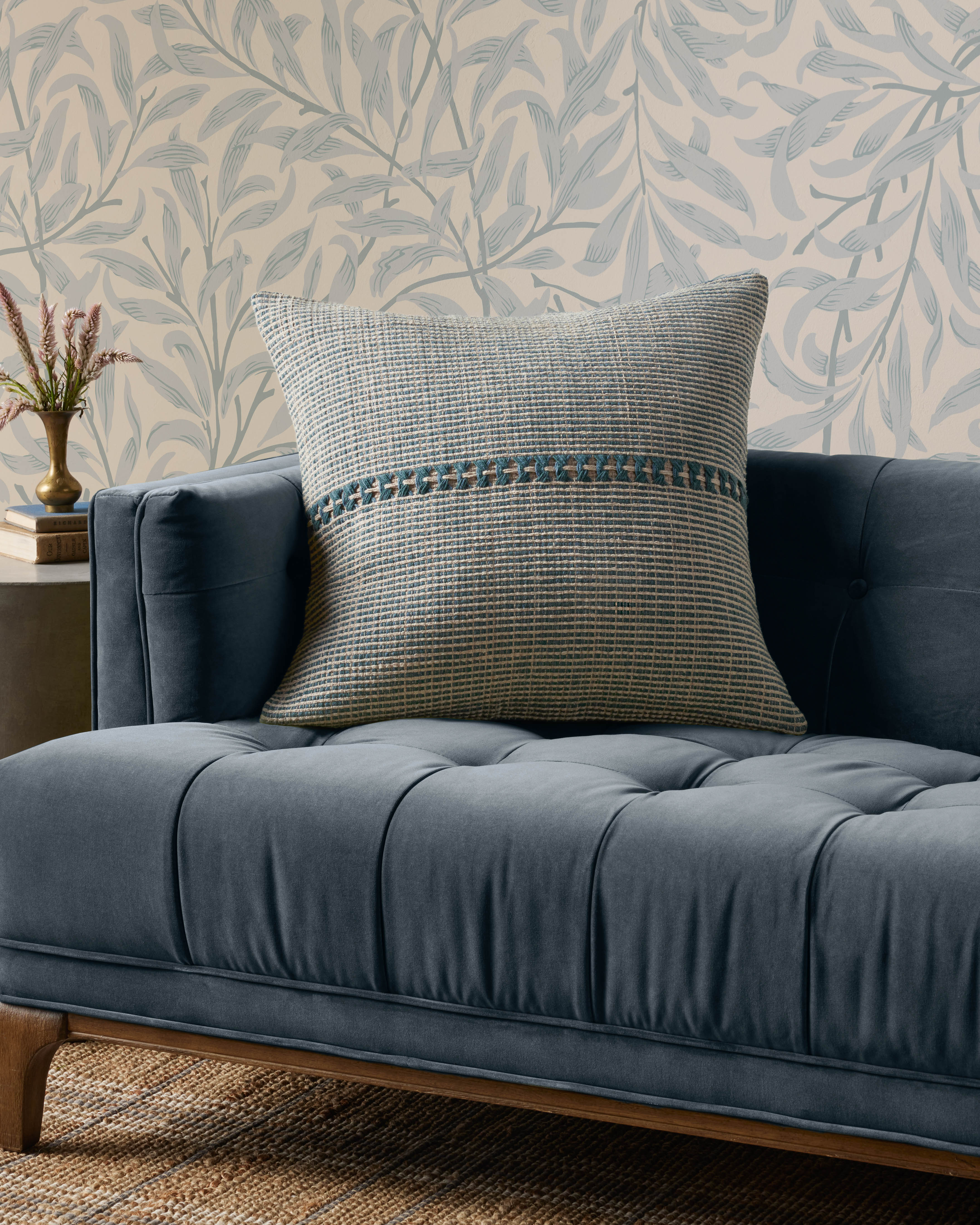 Chris Loves Julia x Loloi Harvey Pillow - Blue  / Natural (PCJ0018)