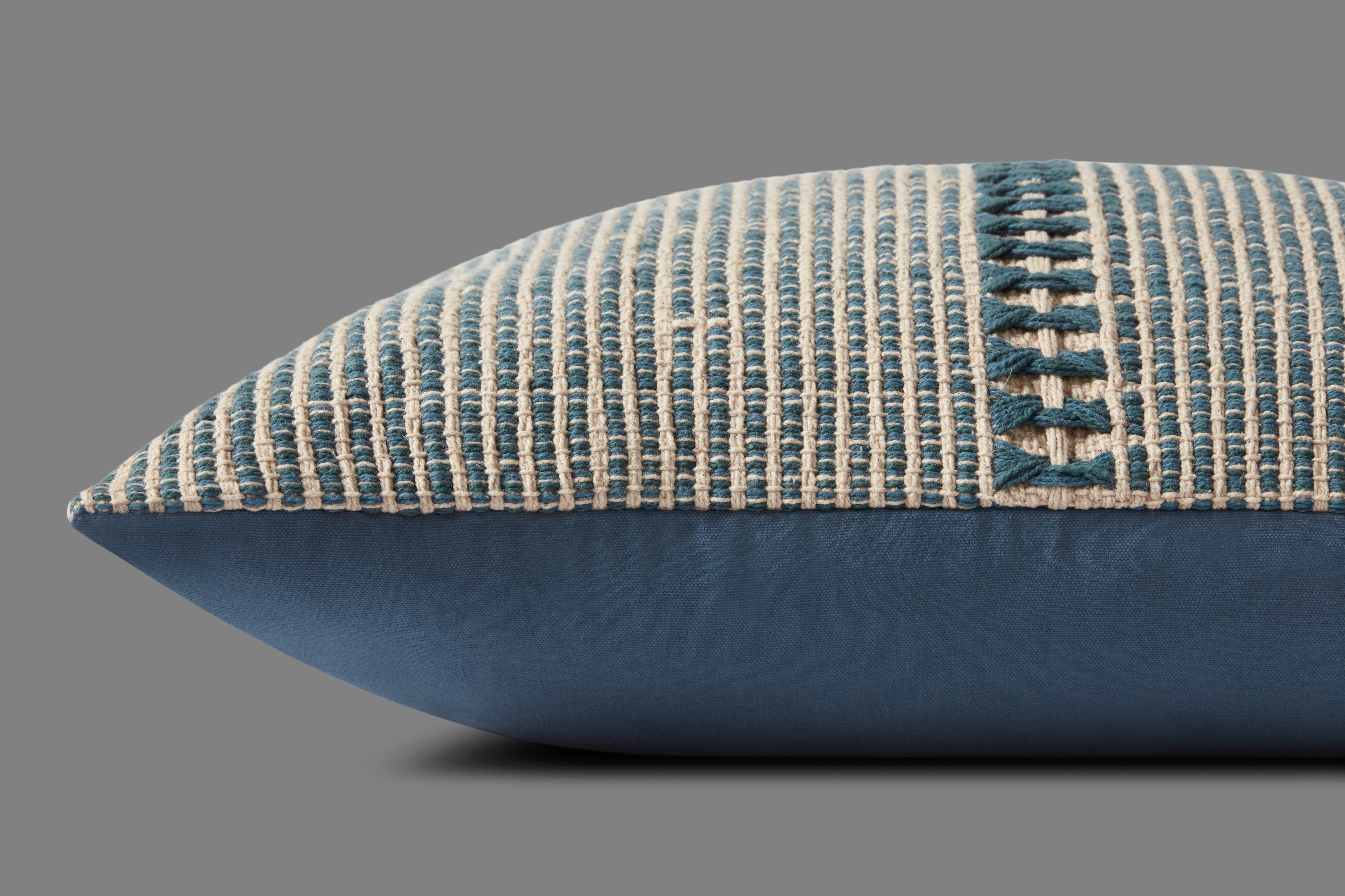 Chris Loves Julia x Loloi Harvey Pillow - Blue  / Natural (PCJ0018)