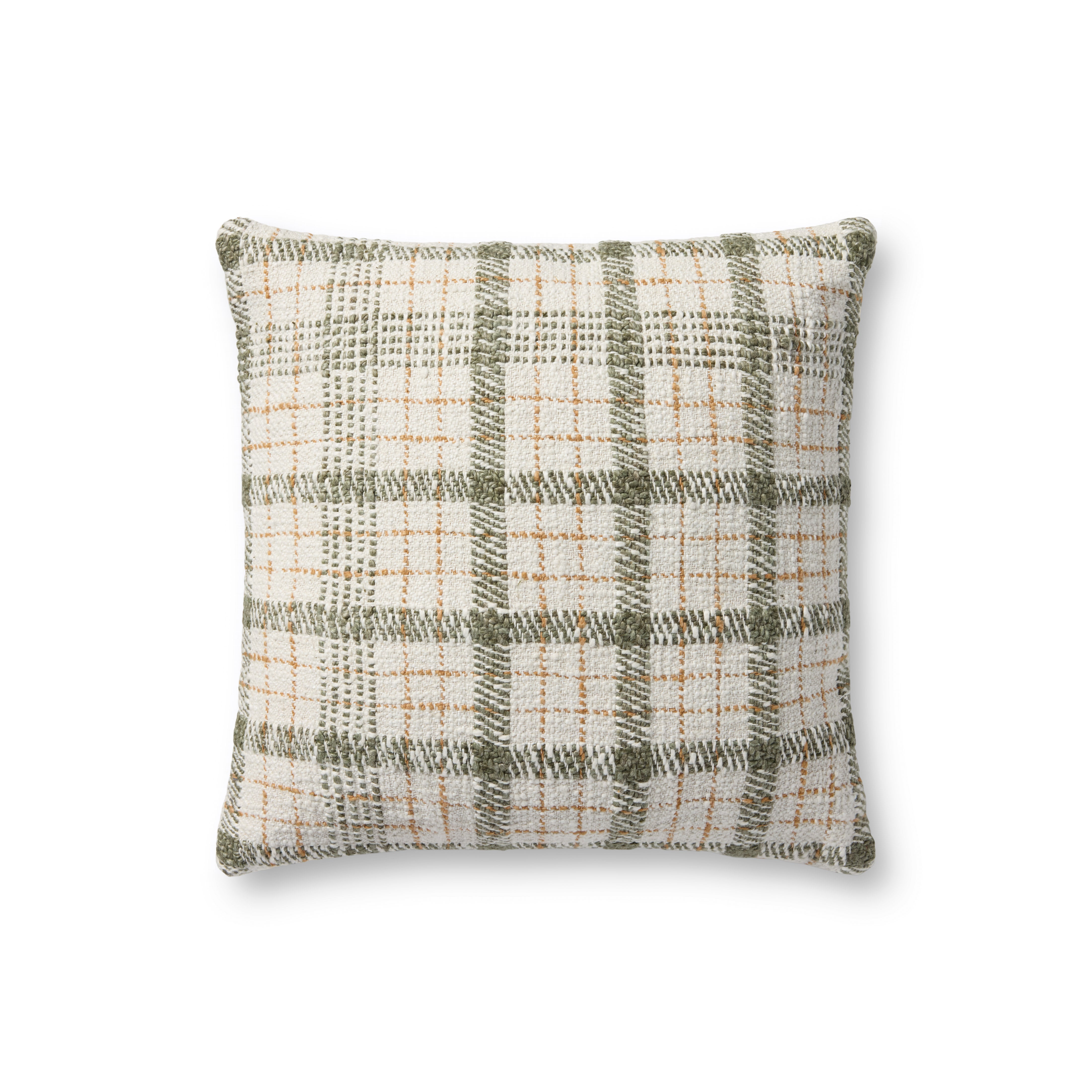 Chris Loves Julia x Loloi Walter Pillow - Green / Ivory (PCJ0027)