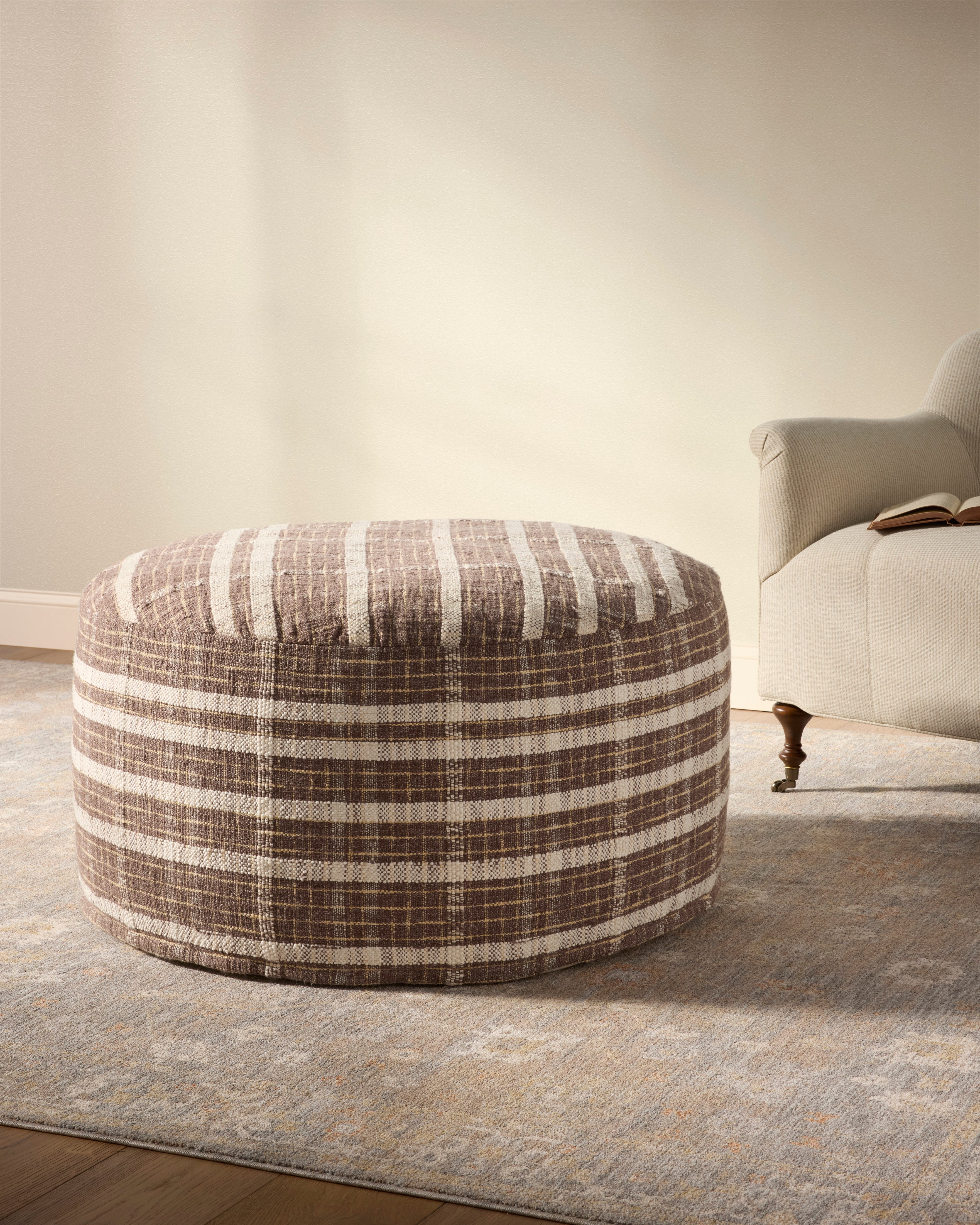 Chris Loves Julia x Loloi Wallace Chocolate Pouf - Chocolate (CJPF003)