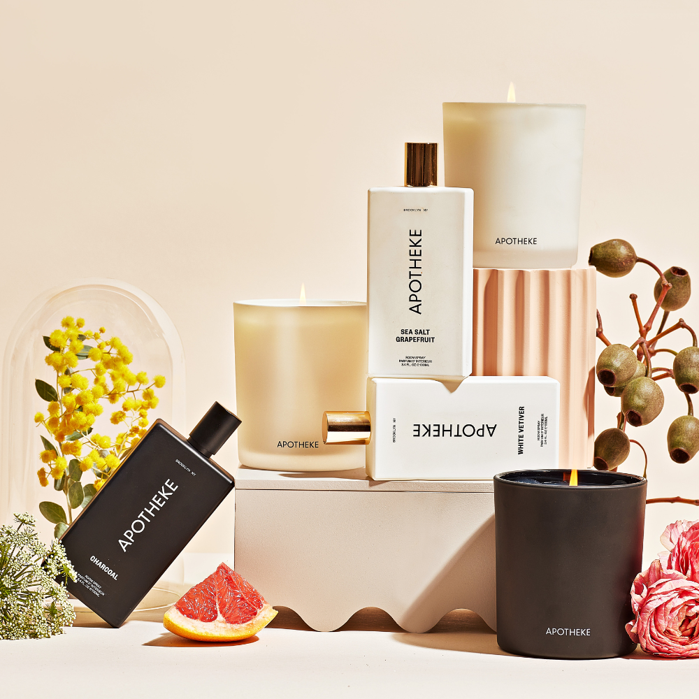 Apotheke Sea Salt Grapefruit Room Spray and Classic Candle Duo