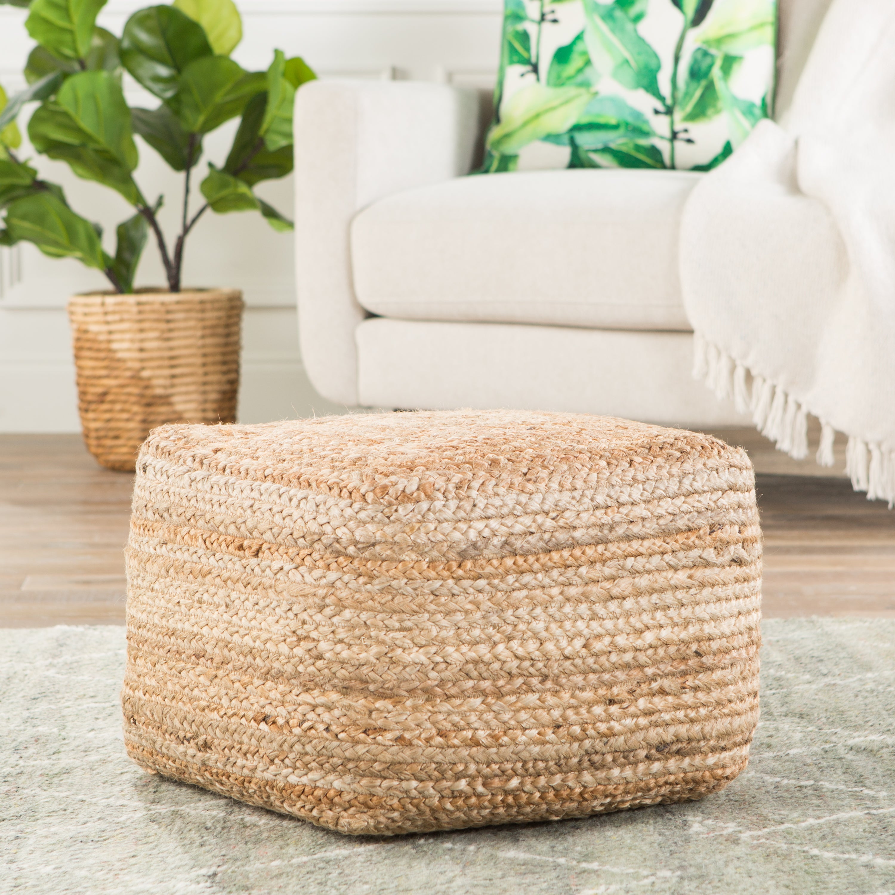 Jaipur Living Sangam Pouf - Beige (SAA02)