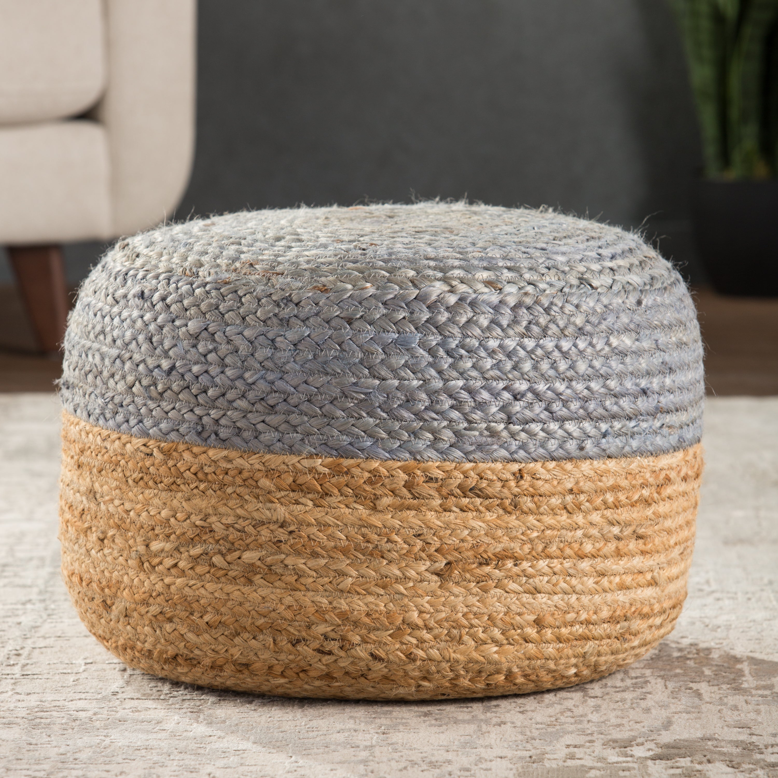Jaipur Living Oliana Pouf - Light Gray/Beige (SAA11)