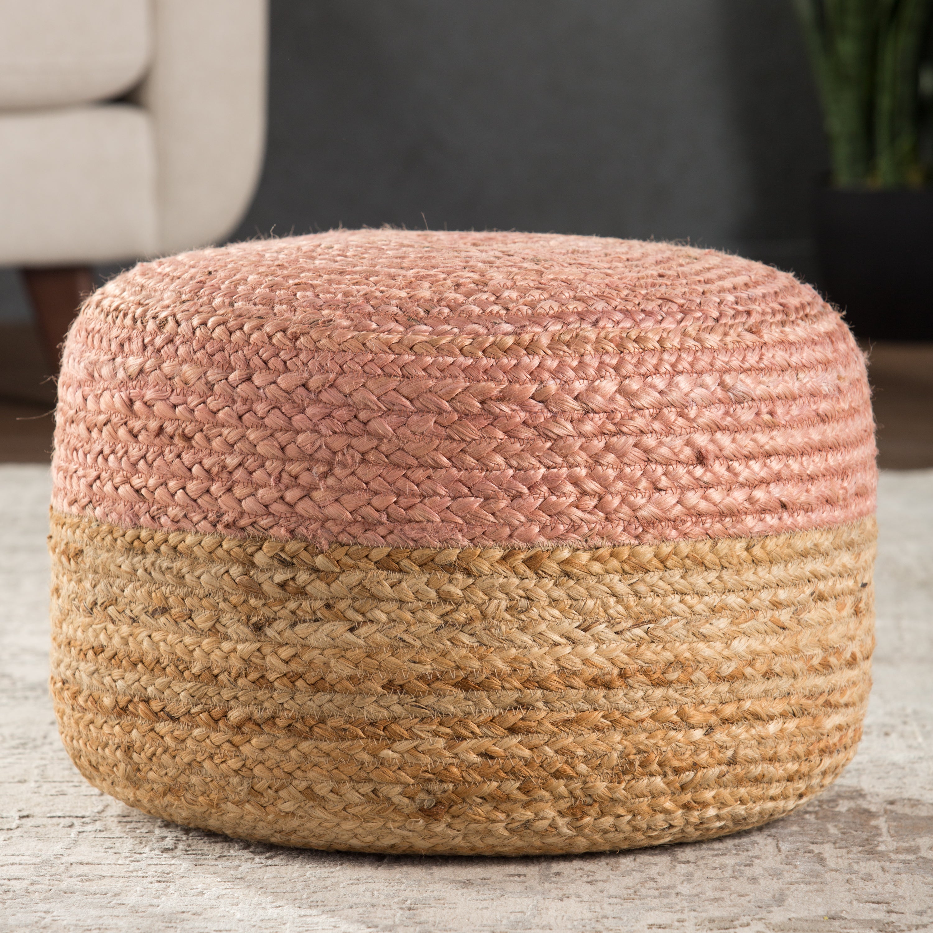 Jaipur Living Oliana Pouf - Light Pink/Beige (SAA12)