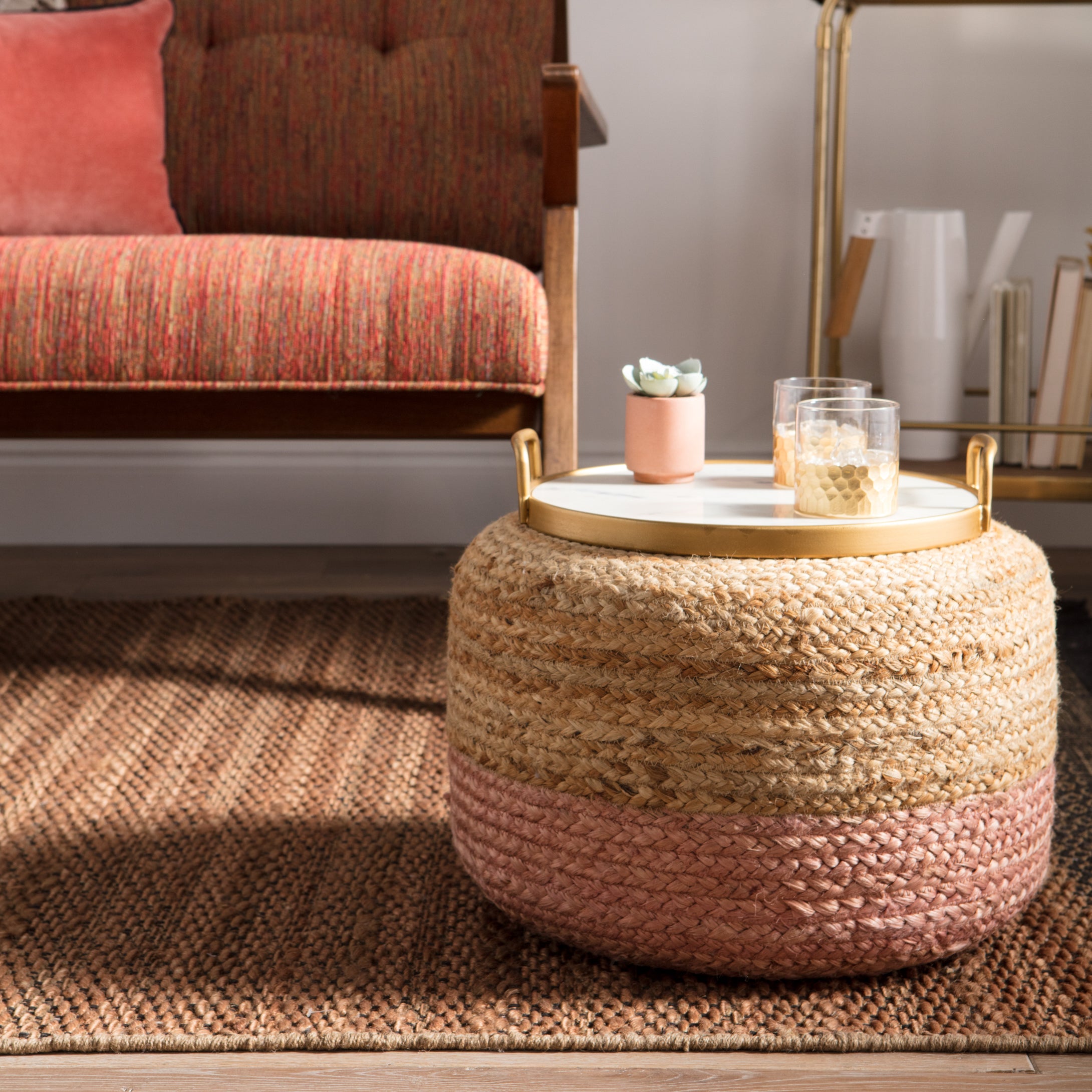 Jaipur Living Oliana Pouf - Light Pink/Beige (SAA12)