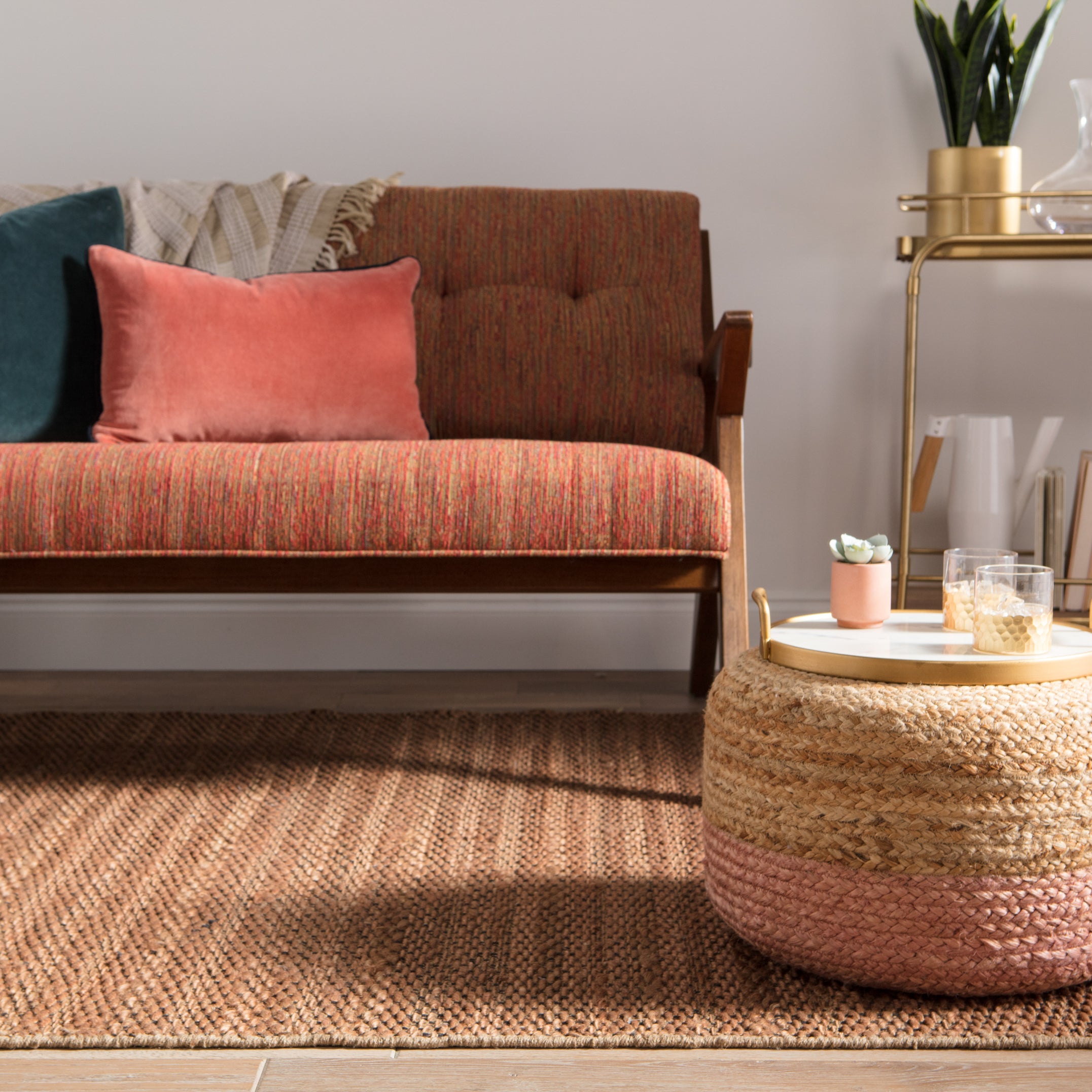 Jaipur Living Oliana Pouf - Light Pink/Beige (SAA12)