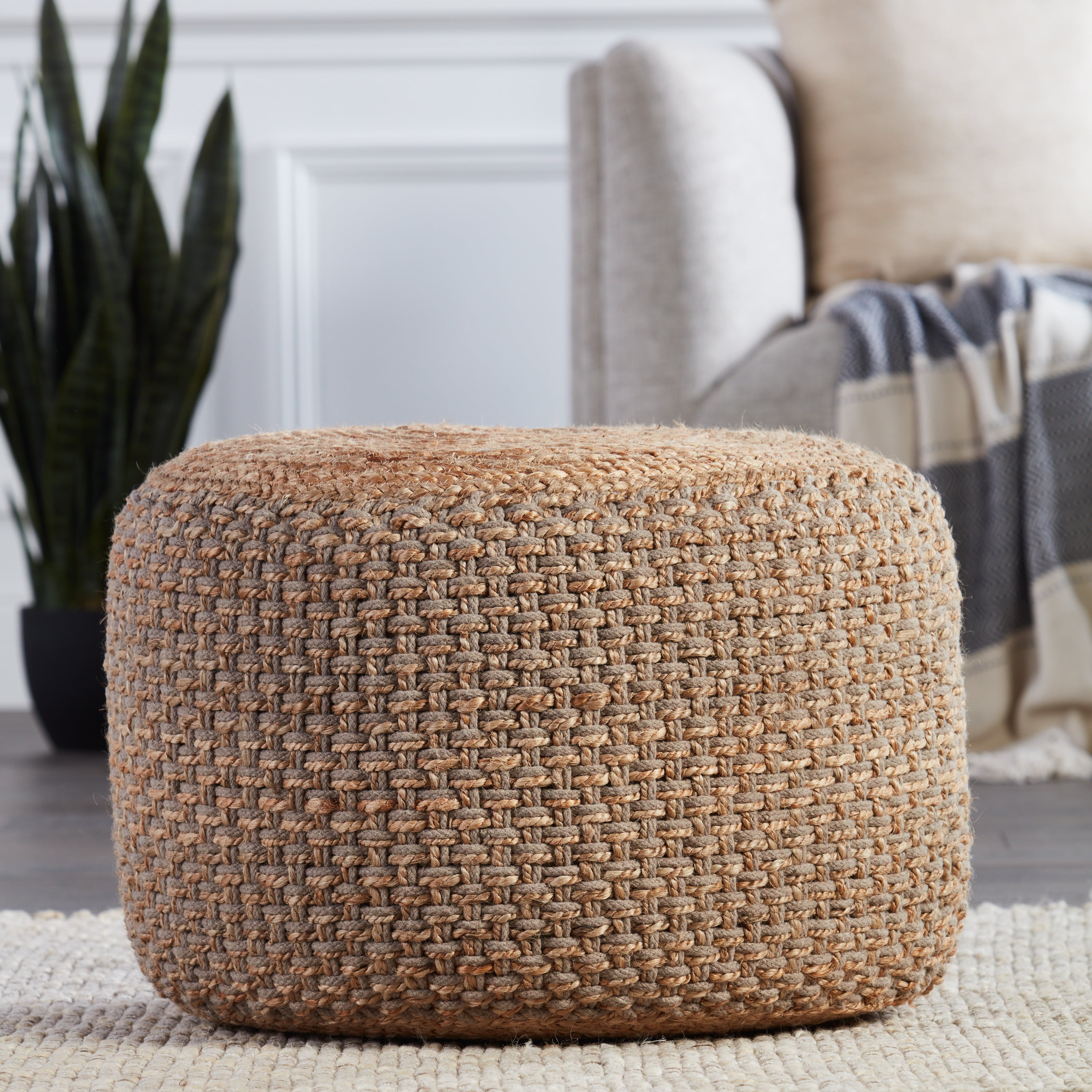 Jaipur Living Kealani Pouf - Gray/Beige (SAA20)