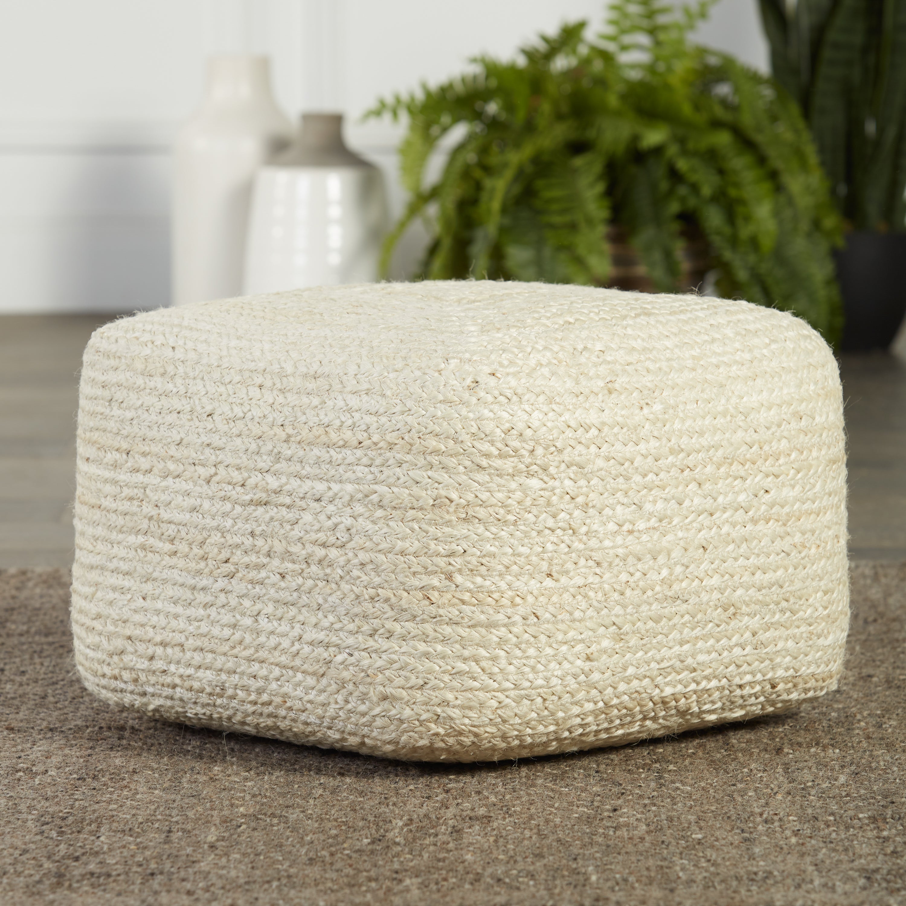 Jaipur Living Sangam Pouf - Ivory/White (SAA22)