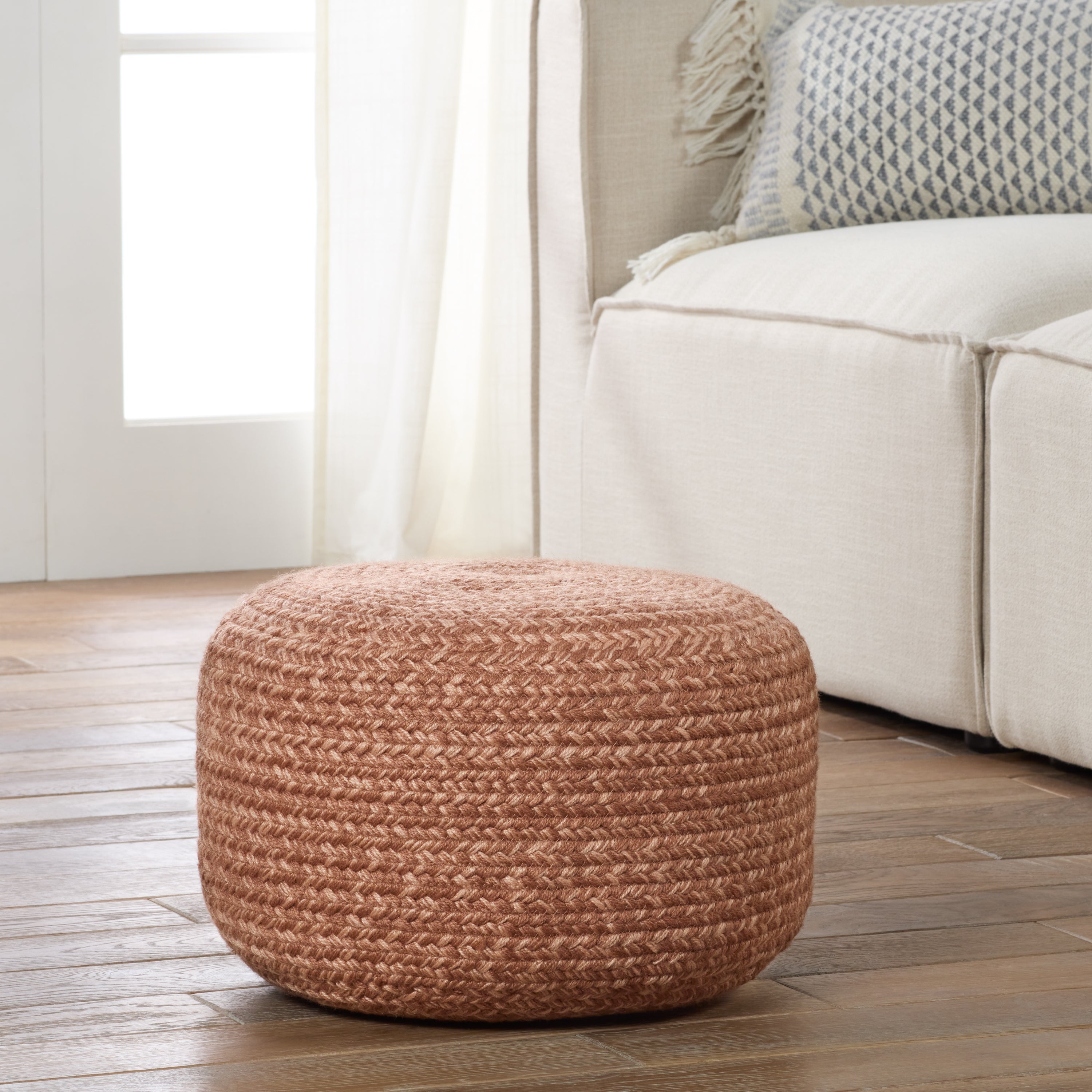 Label J Grayton Pouf - Pink/White (SAS10)