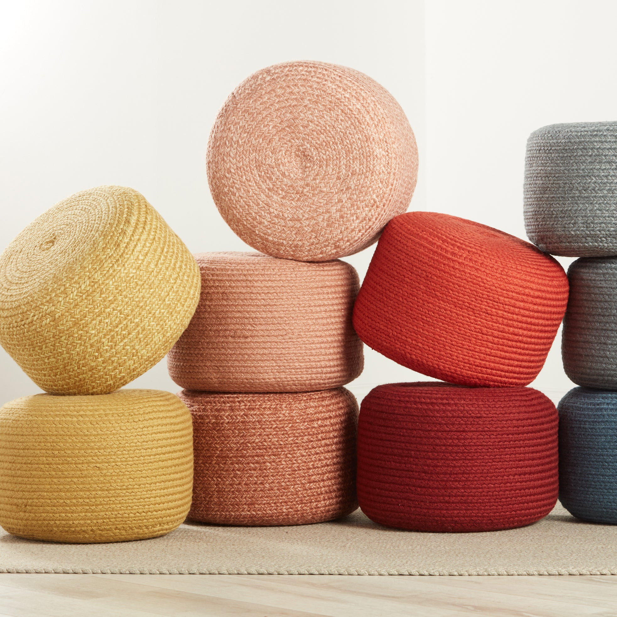 Label J Grayton Pouf - Pink/White (SAS10)