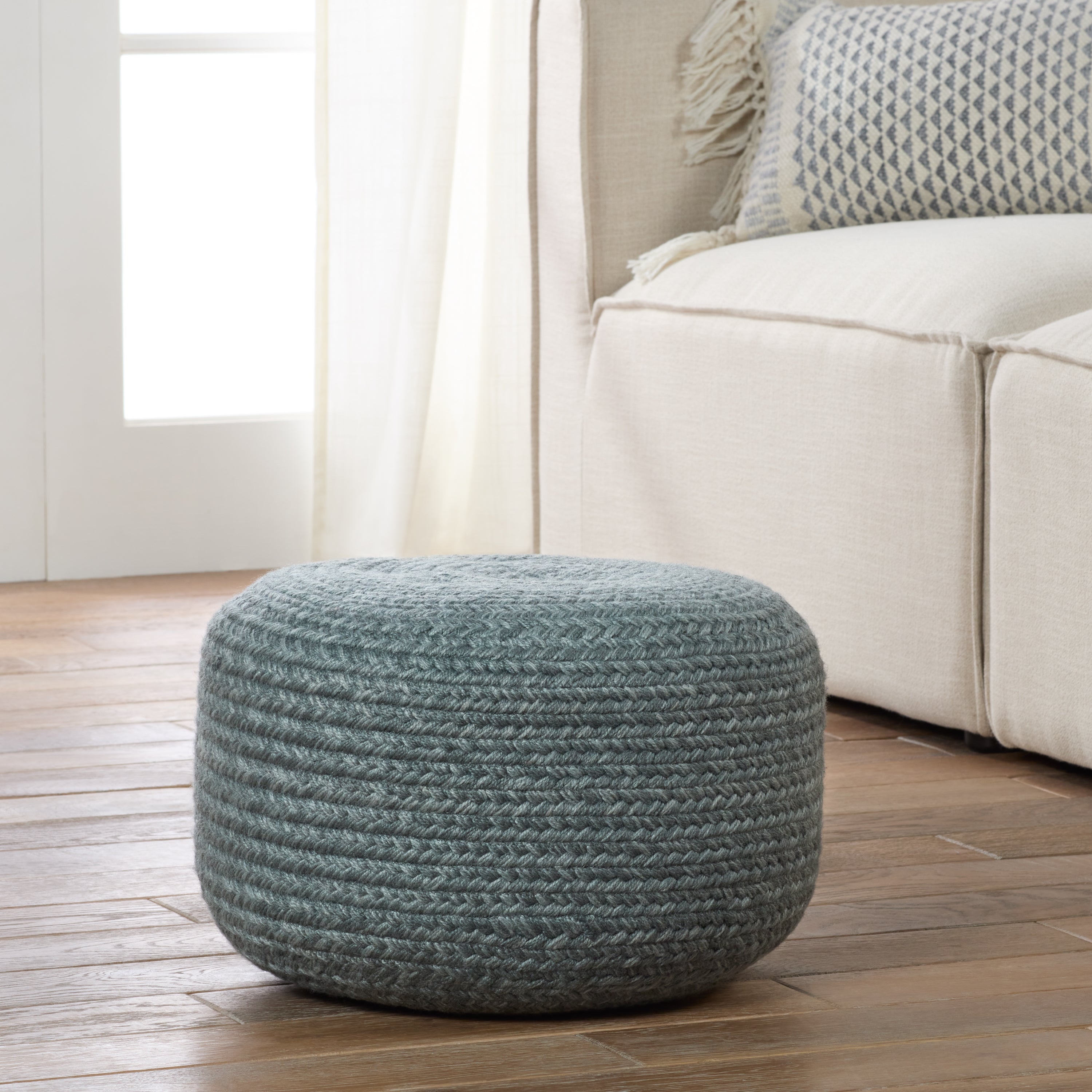 Label J Grayton Pouf - Blue/White (SAS12)