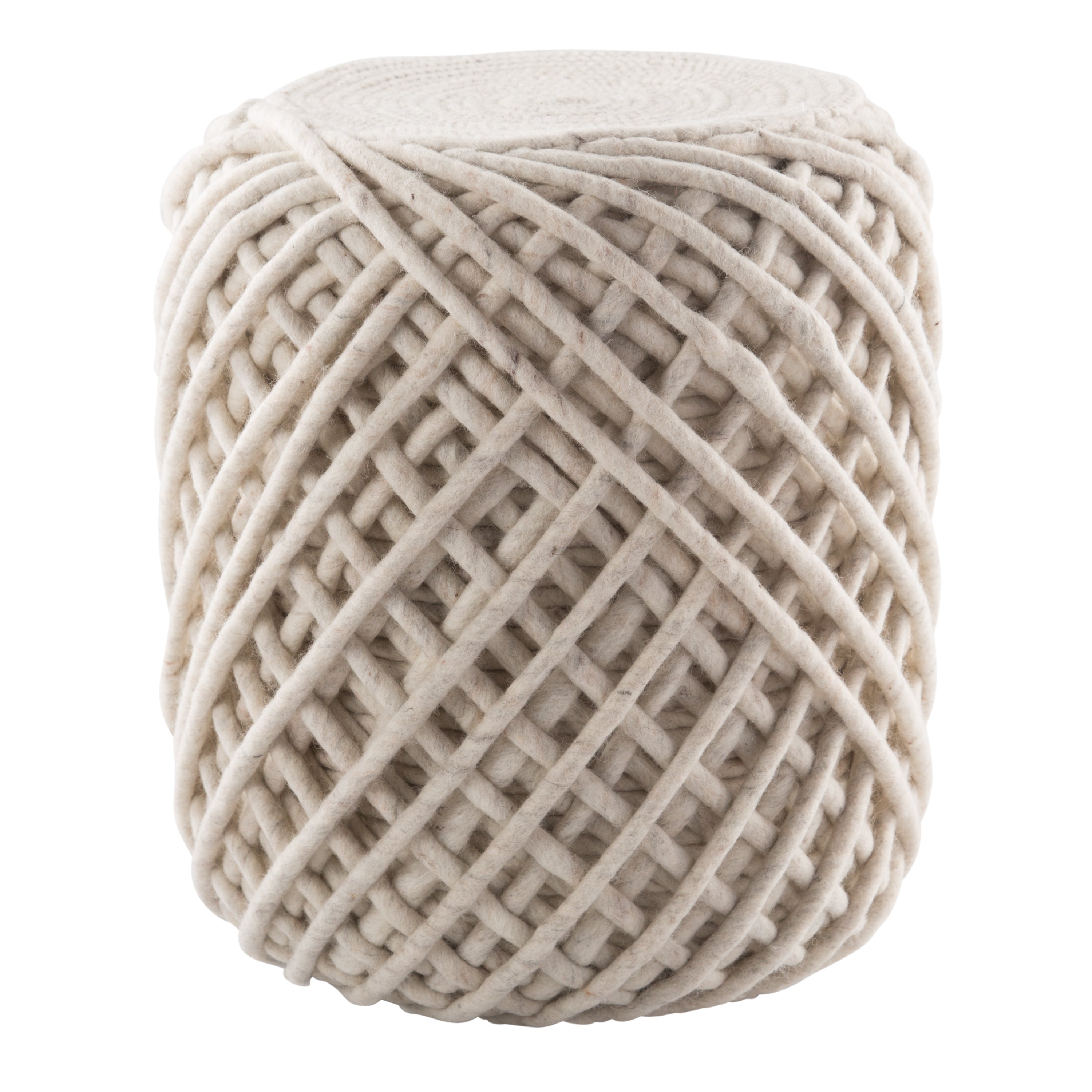 Jaipur Living Guna Pouf - White/Light Gray (SCP18)