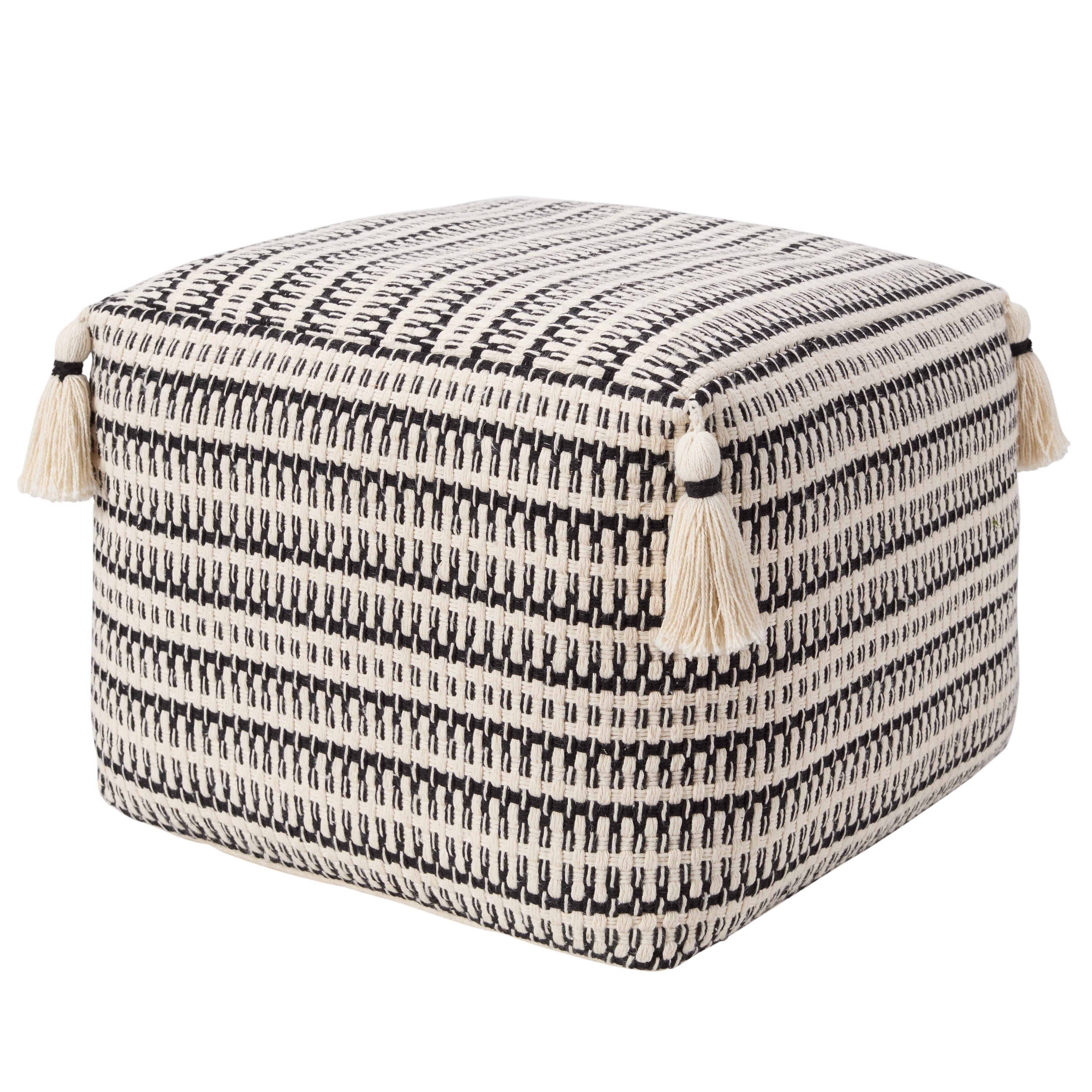 Jaipur Living Amur Pouf - White/Black (SIR01)