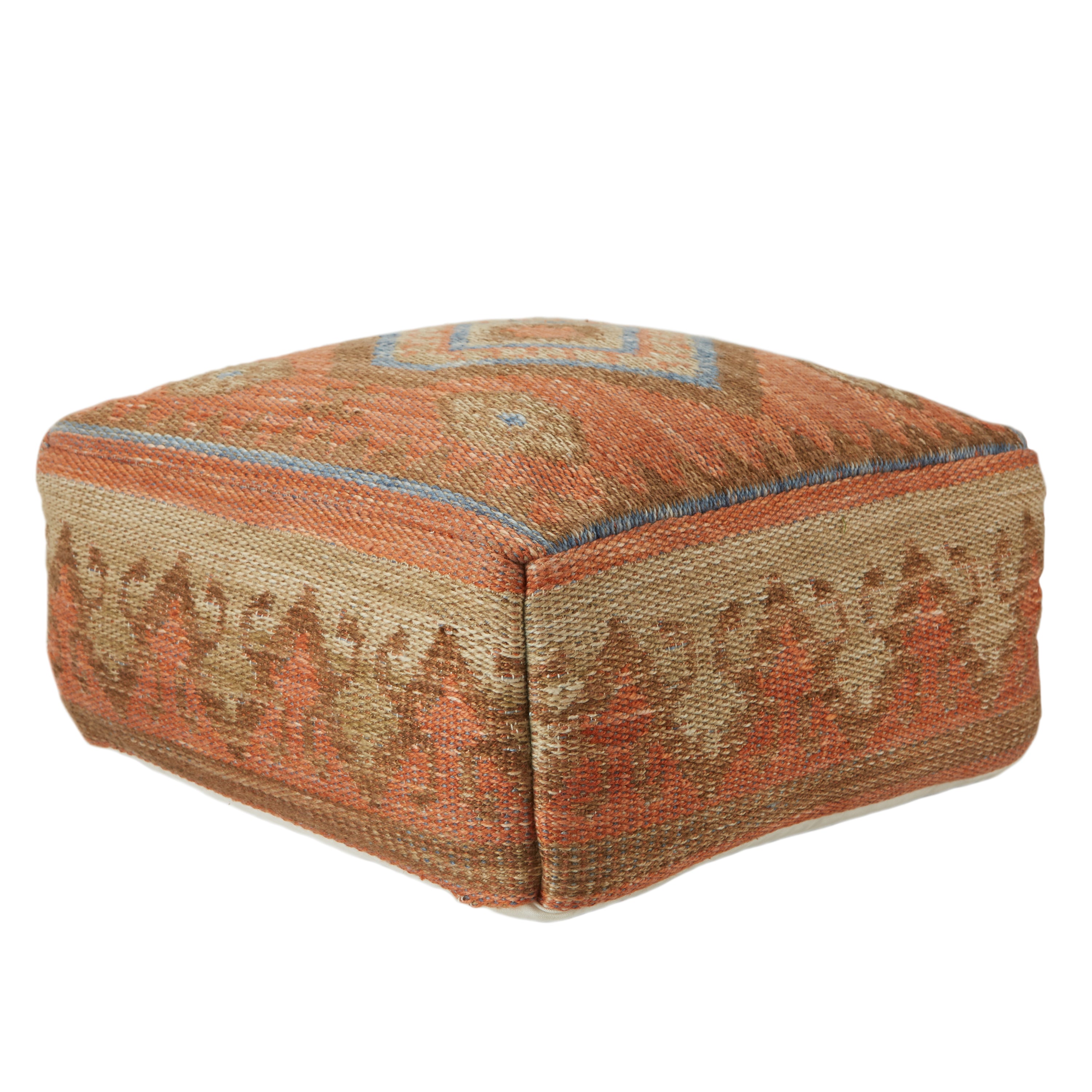 Jaipur Living Ember Pouf - Orange/Blue (SND01)